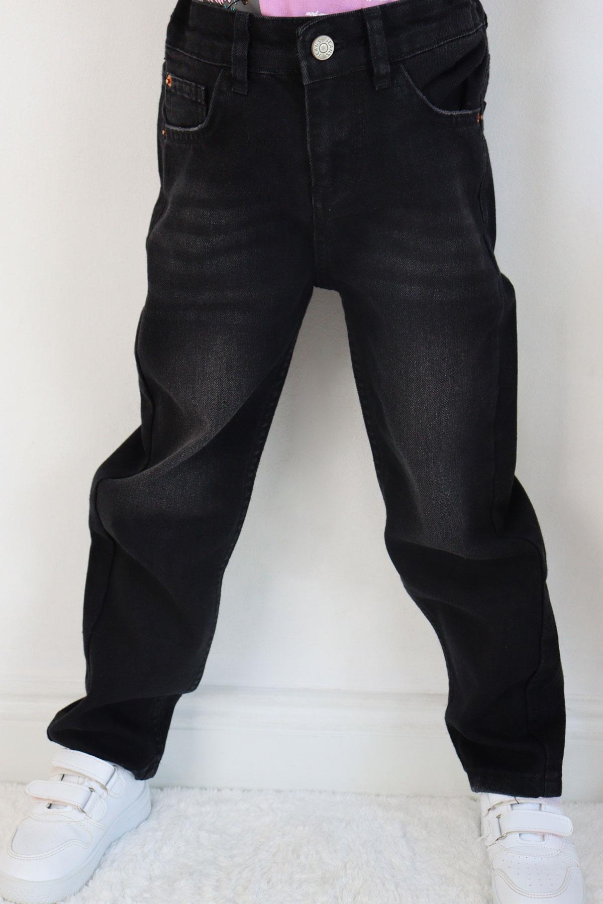 Breeze Kız Çocuk Kot Pantalon Cepli Siyah (5-9 Yaş)