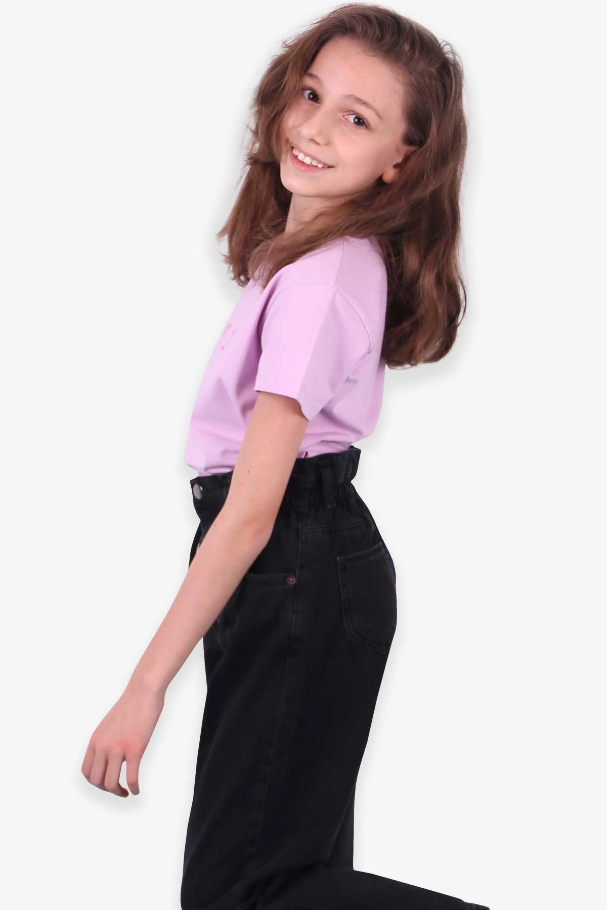 Kız Çocuk Kot Pantolon Beli Lastikli Siyah 11 Yaş - Breeze