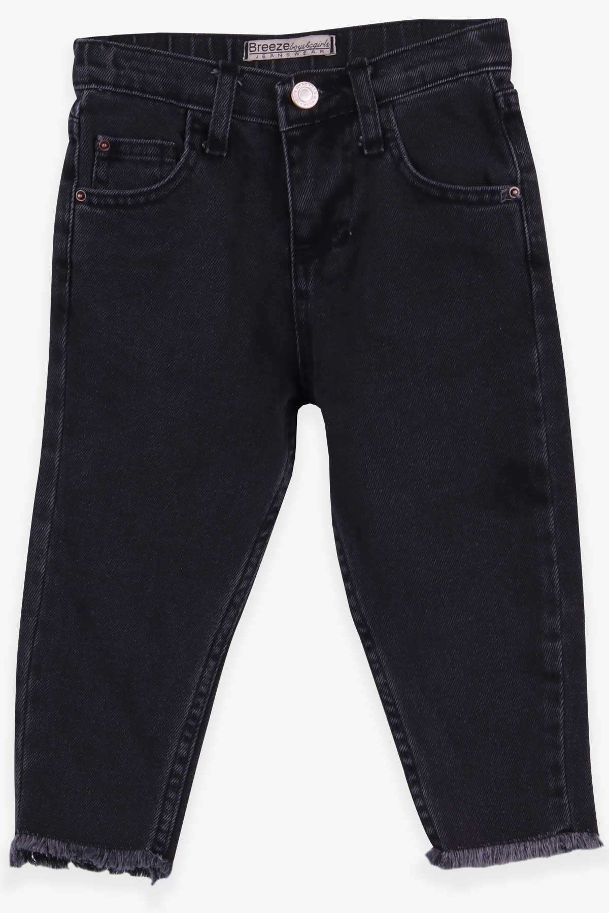 Breeze Kız Çocuk Kot Pantolon Paçaları Püsküllü Siyah (1.5-5 Yaş)