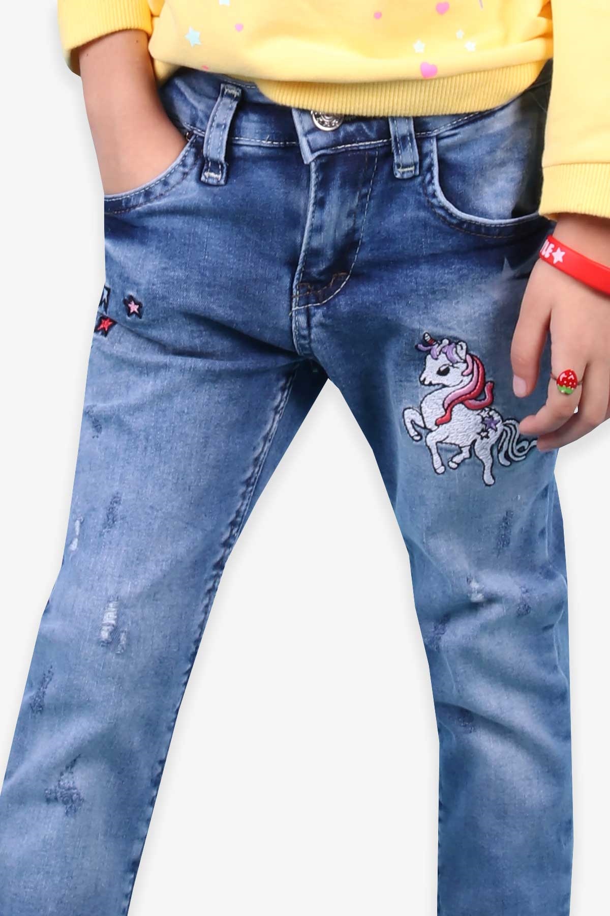 Breeze Kız Çocuk Kot Pantolon Unicorn Mavi (2-3 Yaş)