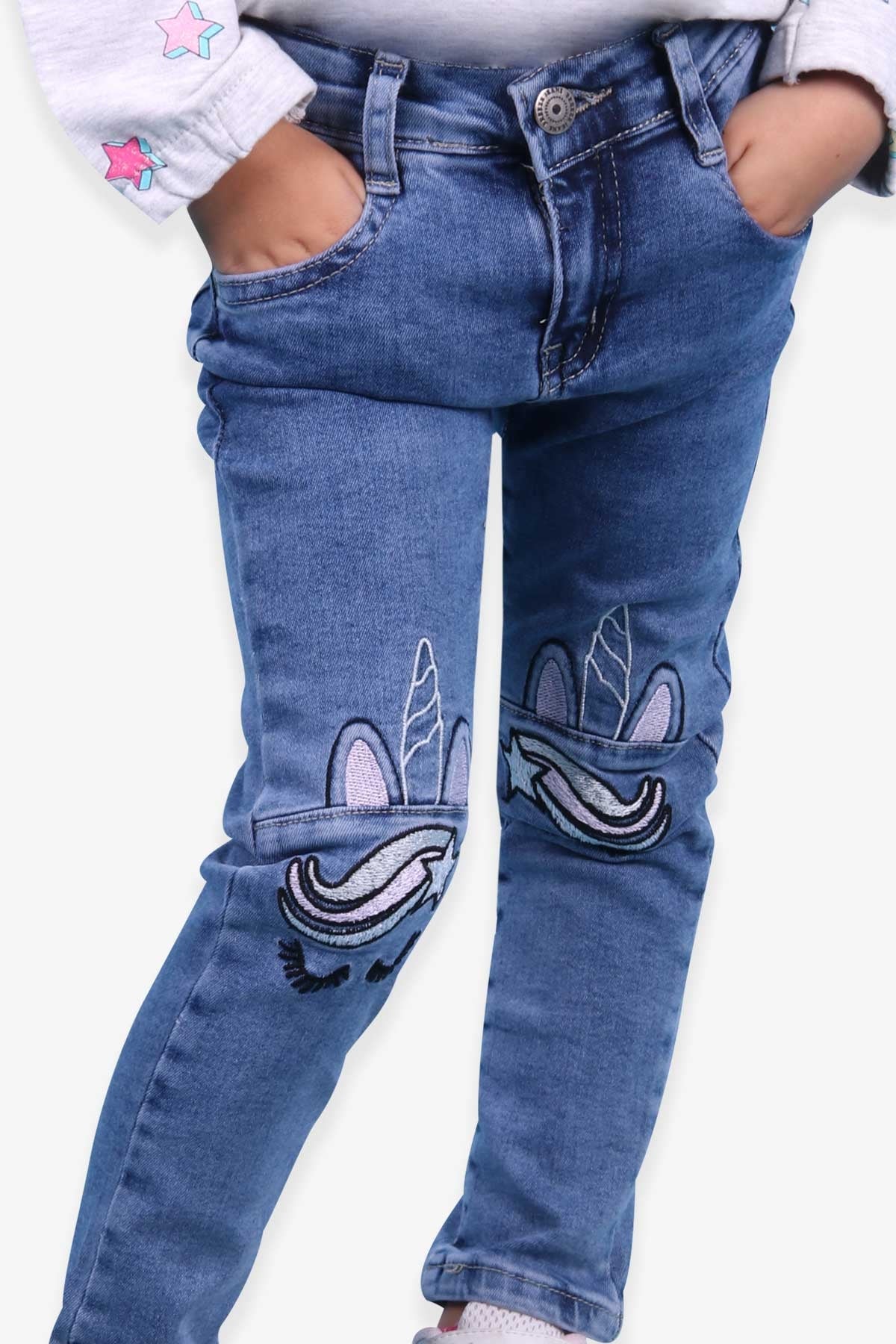 Breeze Kız Çocuk Kot Pantolon Unicorn Mavi (2-6 Yaş)