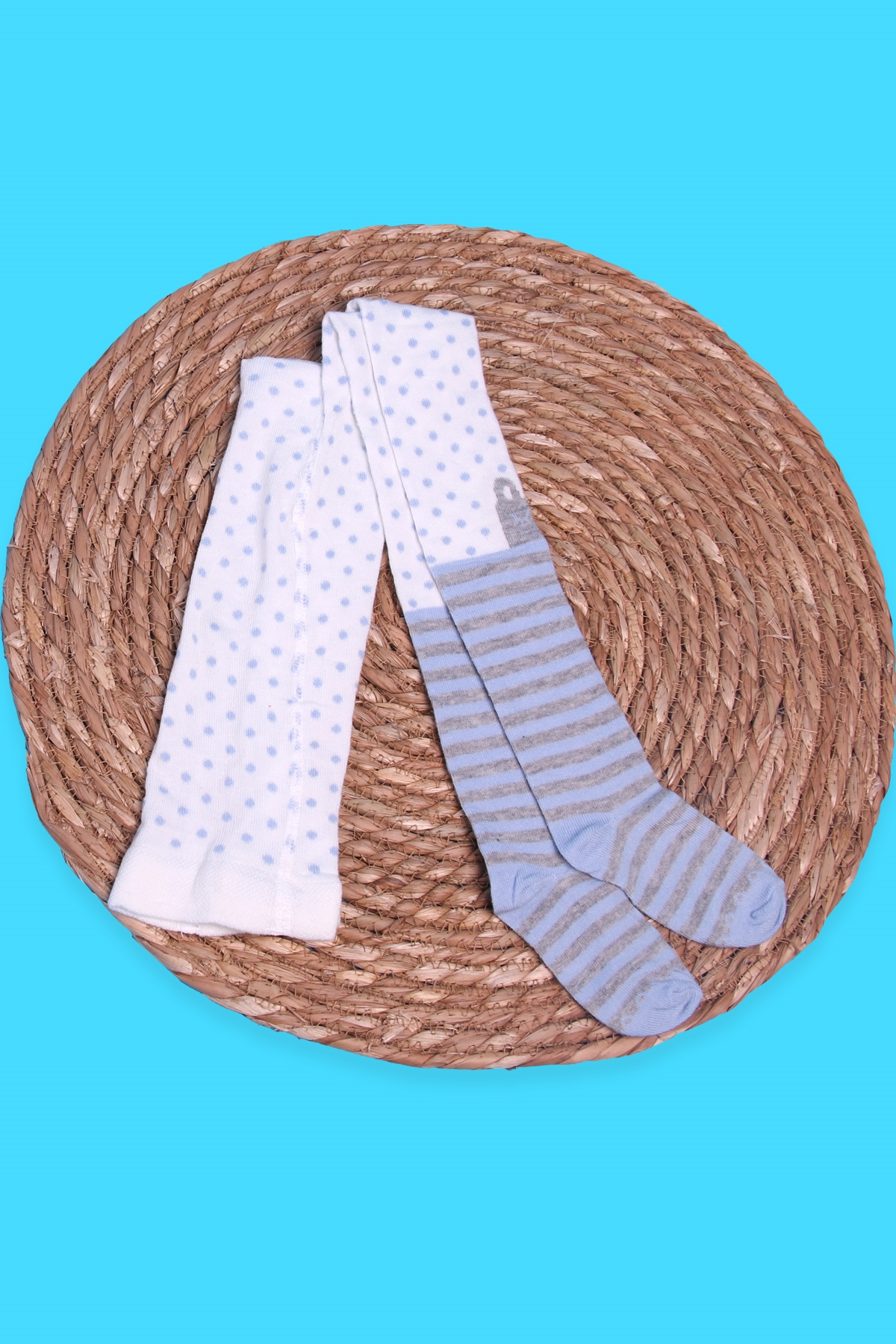 Breeze Kız Çocuk Külotlu Çorap Kedili Mavi (6 Ay-3 Yaş)