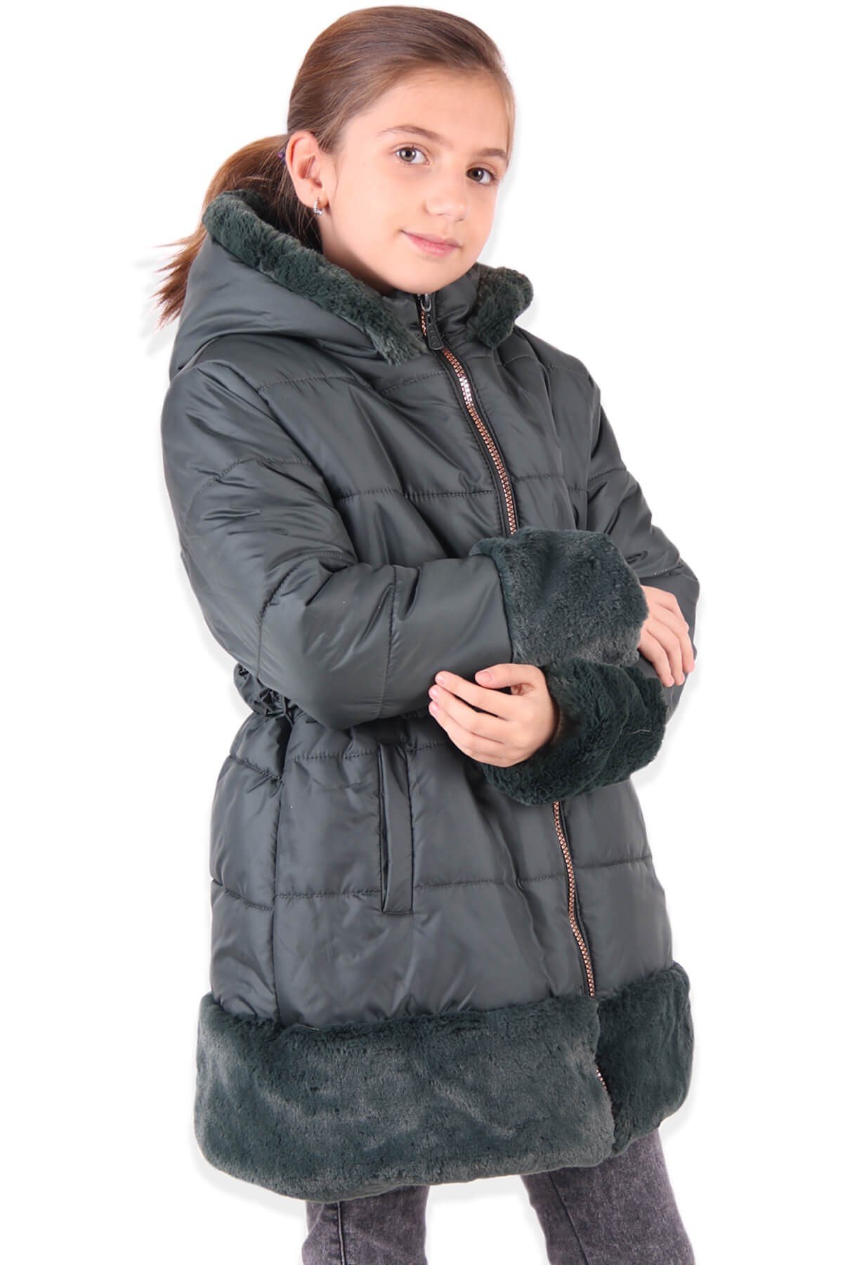 Kız Çocuk Mont Kürklü Yeşil 3 Yaş - Sıcacık Dış Giyim | Breeze