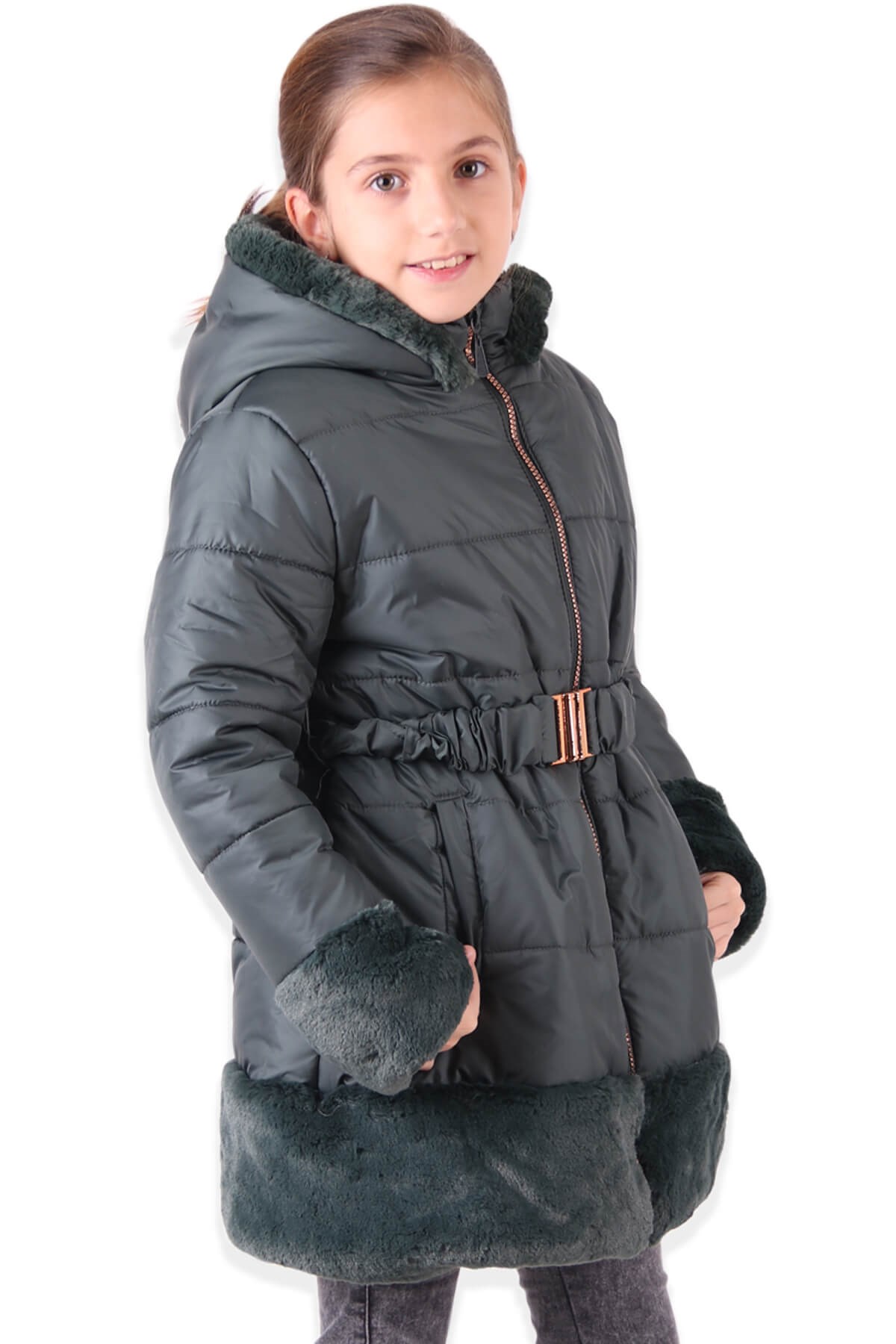 Kız Çocuk Mont Kürklü Yeşil 3 Yaş - Sıcacık Dış Giyim | Breeze