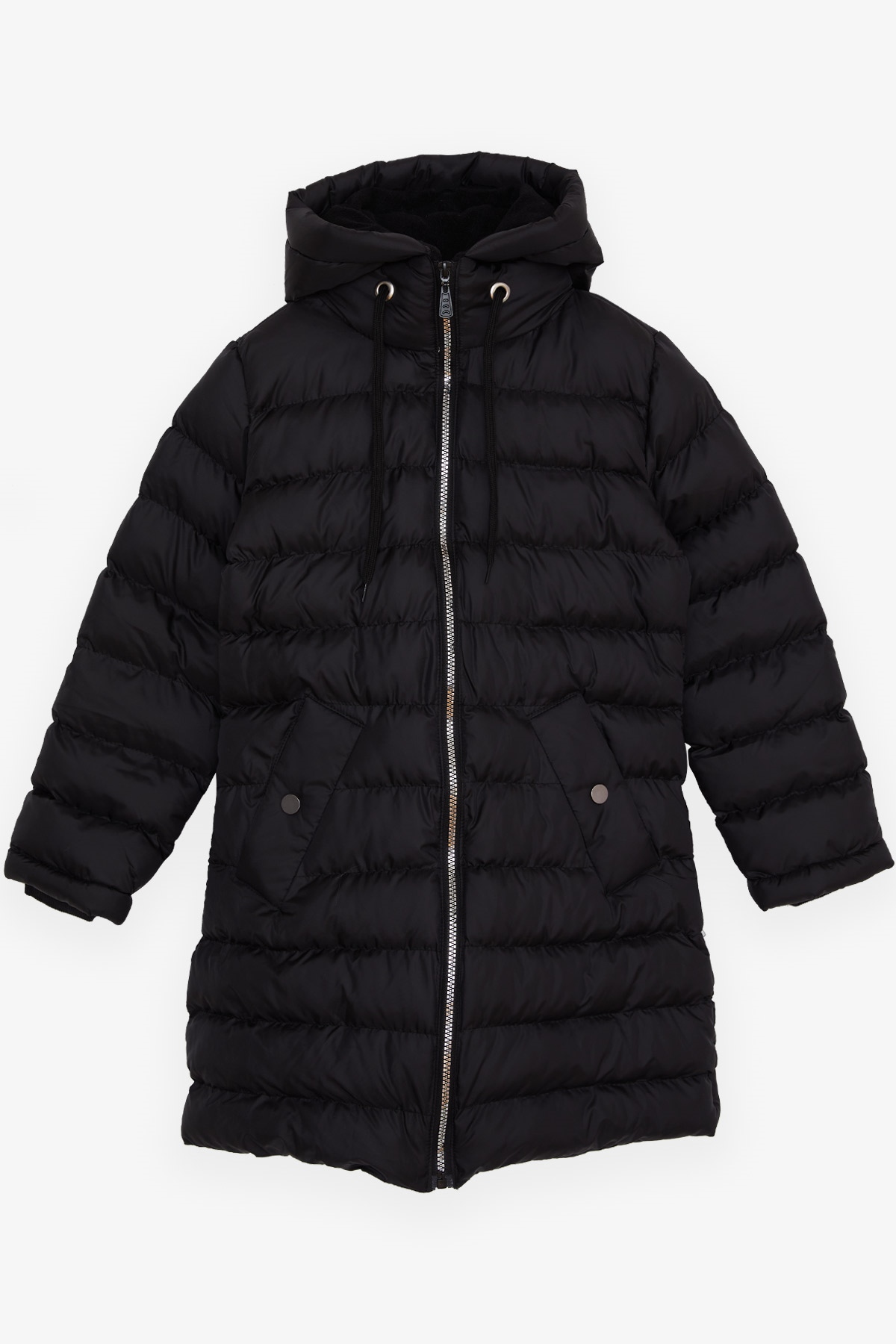 Breeze Kız Çocuk Mont Fermuarlı Cepli Siyah (11-14 Yaş)