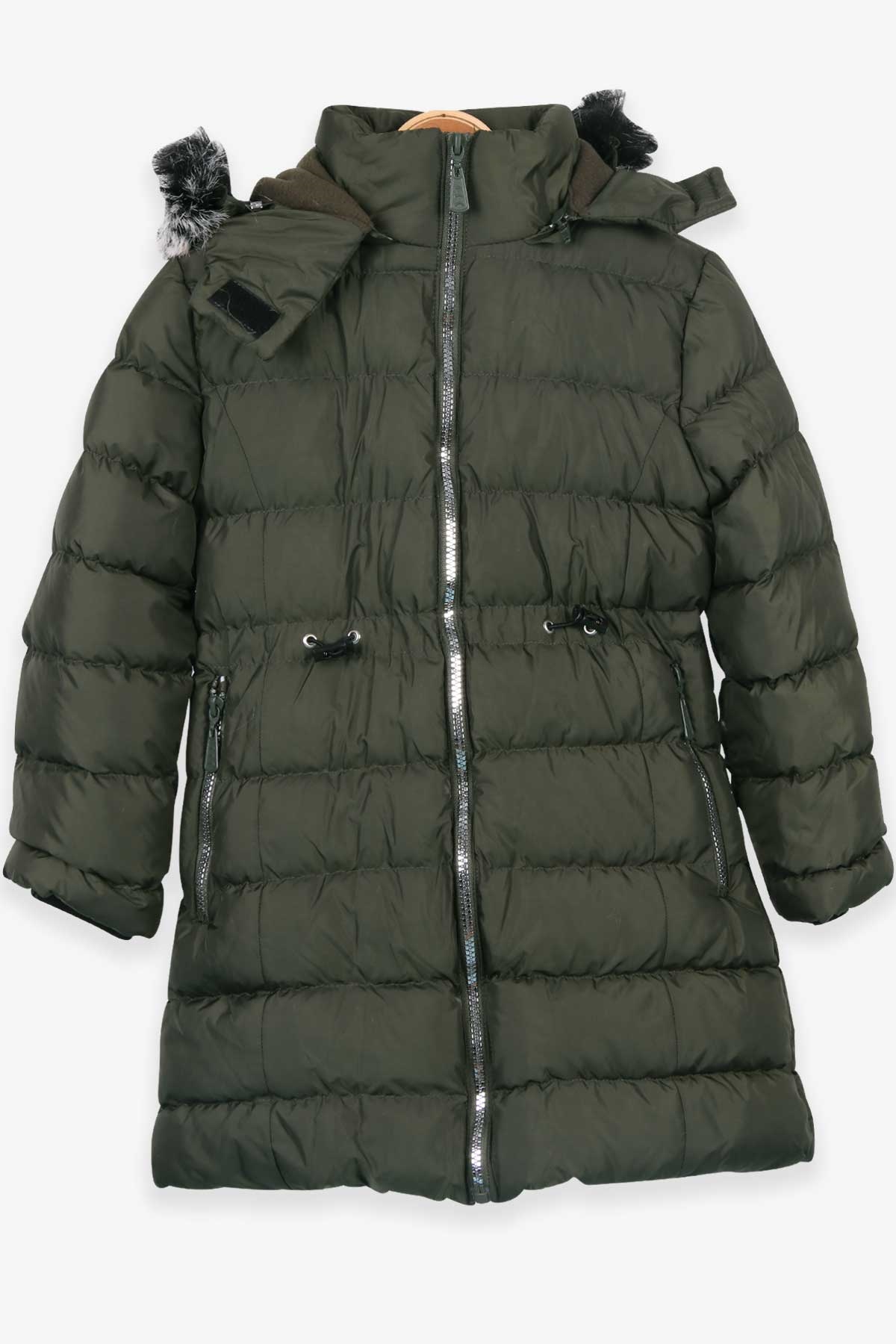 Breeze Kız Çocuk Mont Kapüşonlu Parka Haki Yeşil (7-10 Yaş)