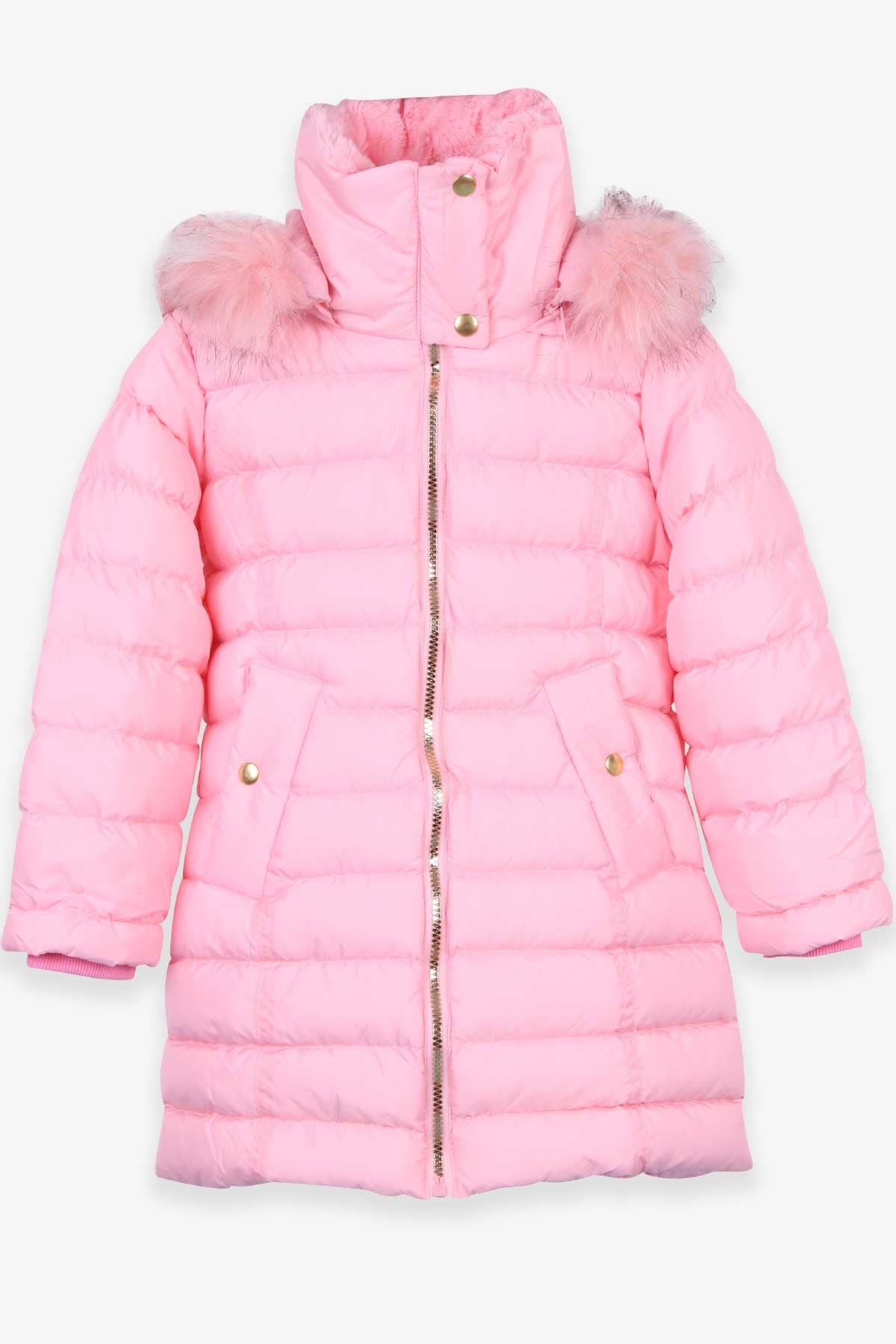 Breeze Kız Çocuk Mont Kapüşonlu Parka Pudra (7-10 Yaş)