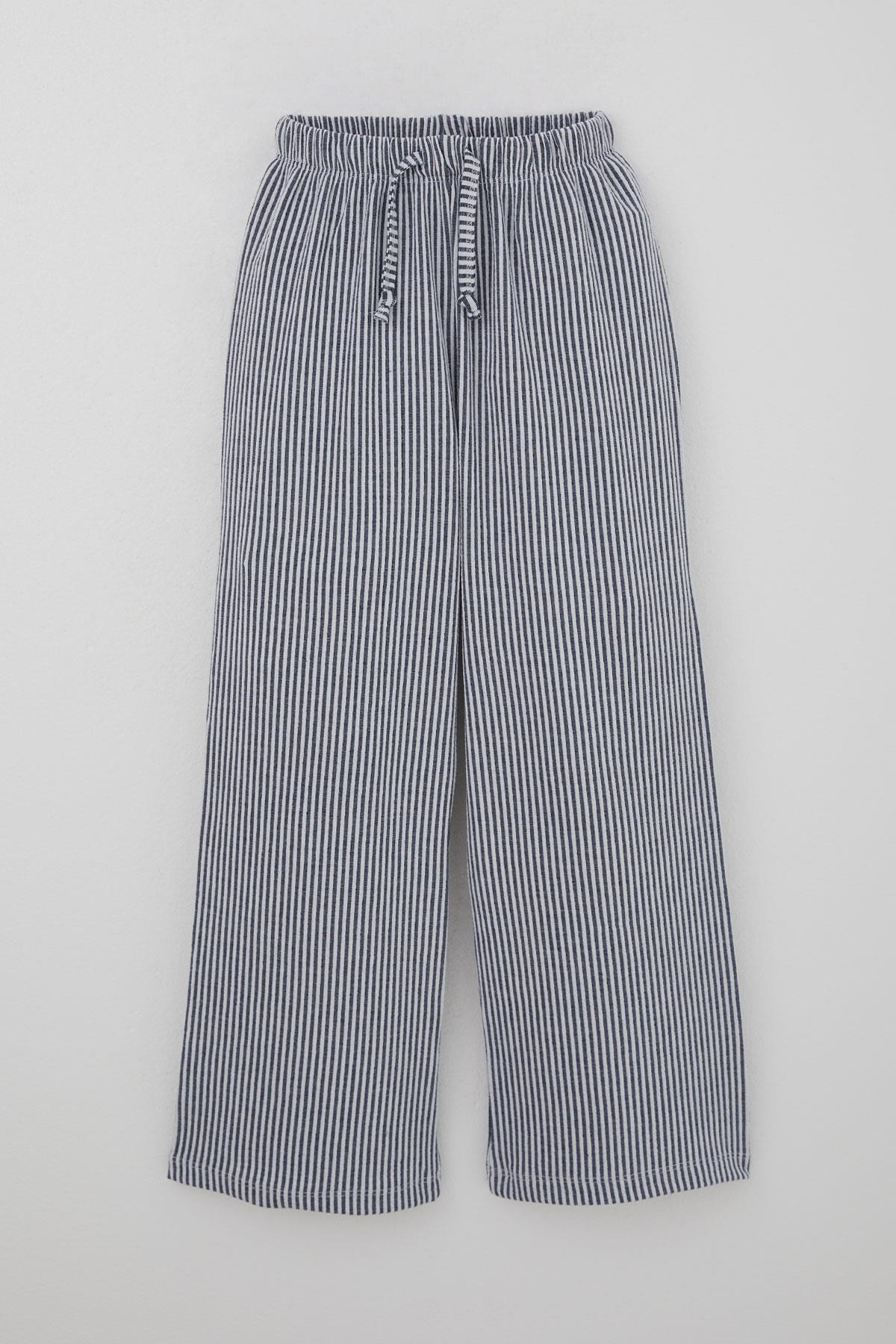 Breeze Kız Çocuk Pantolon Çizgili Bağcık Aksesuarlı Beli Lastik Detaylı Karışık Renk (8-14 Yaş)