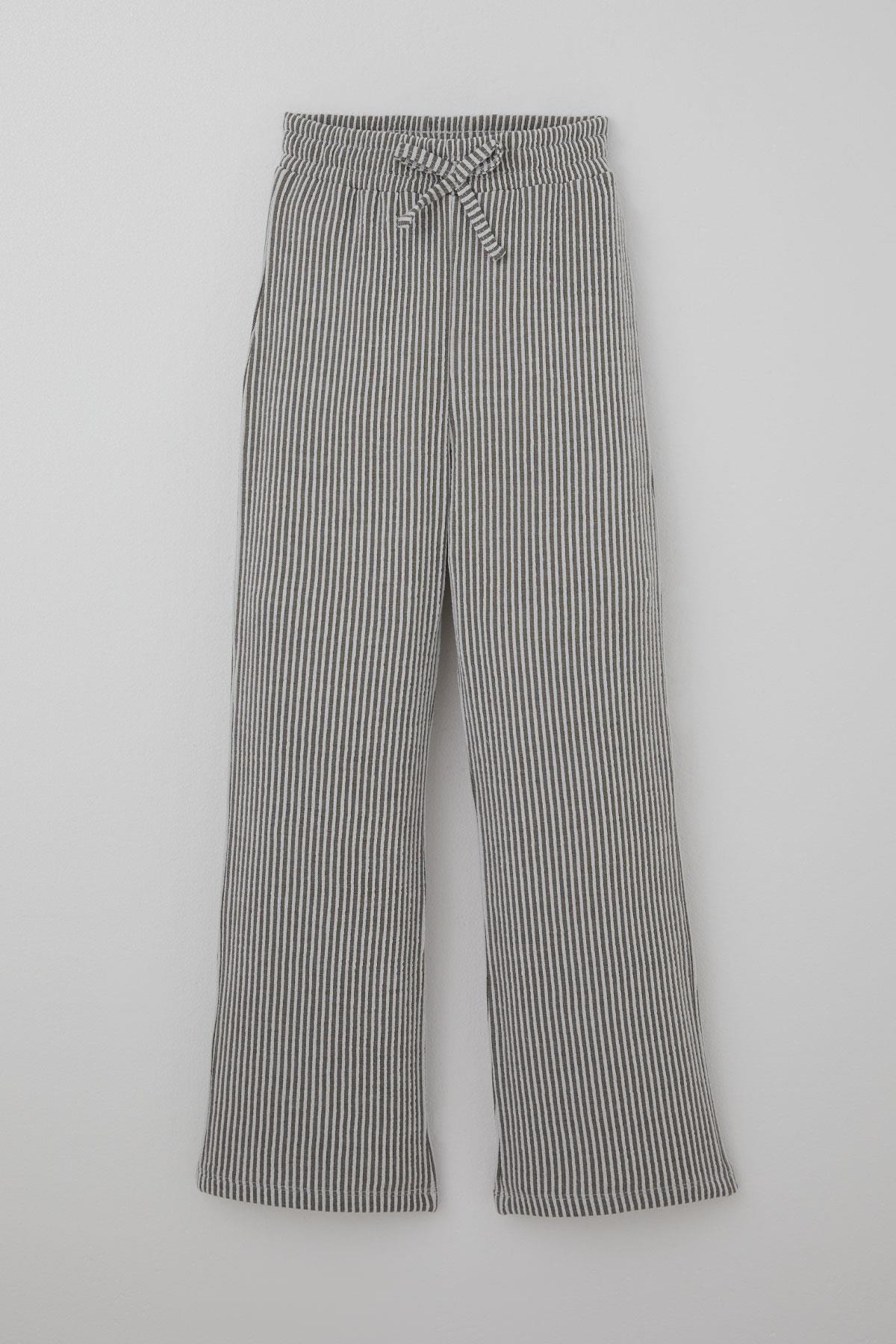 Breeze Kız Çocuk Pantolon Çizgili Fiyonk Bağcık Aksesuarlı Beli Lastik Detaylı Karışık Renk (4-8 Yaş)