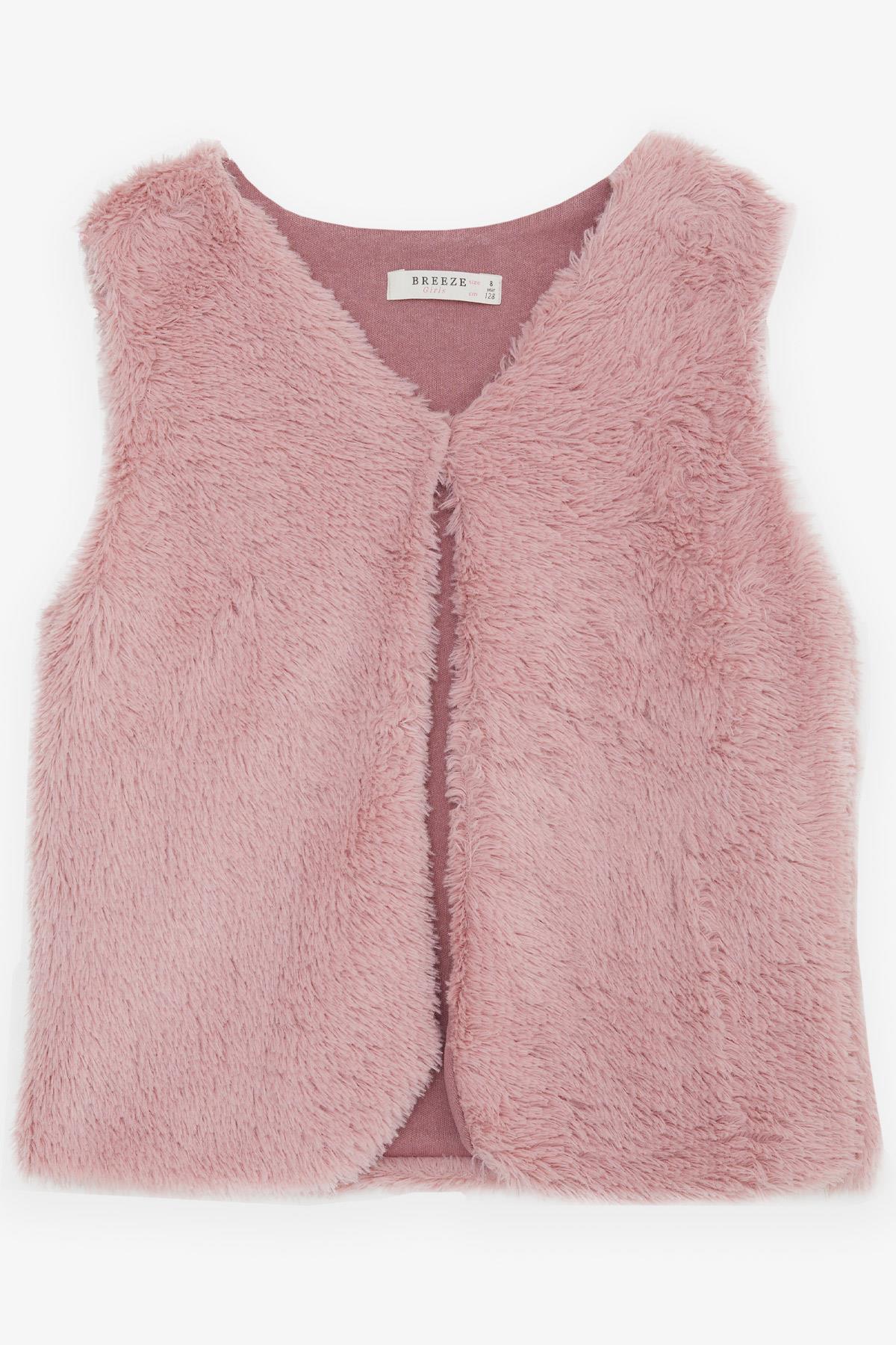 Breeze Kız Çocuk Peluş Yelek Gülkurusu (6-12 Yaş)
