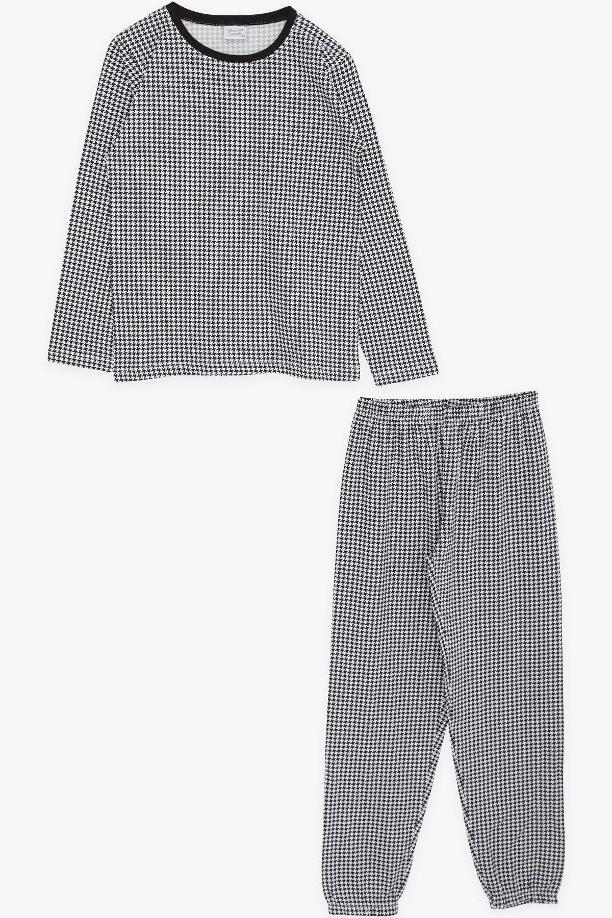 Breeze Kız Çocuk Pijama Kazayağı Desenli Siyah (9-12 Yaş)