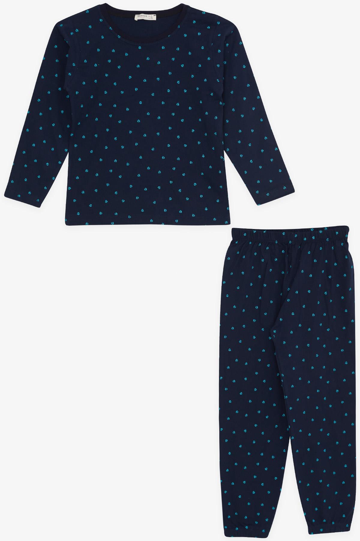 Breeze Kız Çocuk Pijama Takımı Balık Desenli Lacivert (4-8 Yaş)
