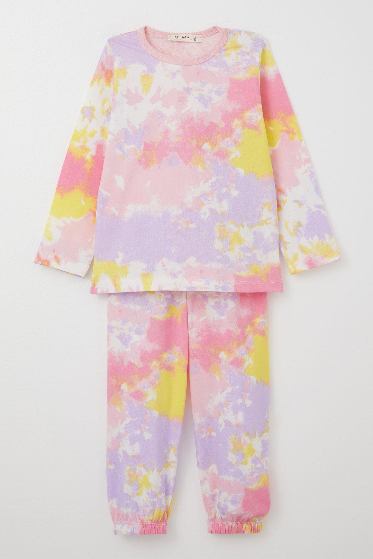 Breeze Kız Çocuk Pijama Takımı Batik Desenli Karışık Renk (1-3 Yaş)