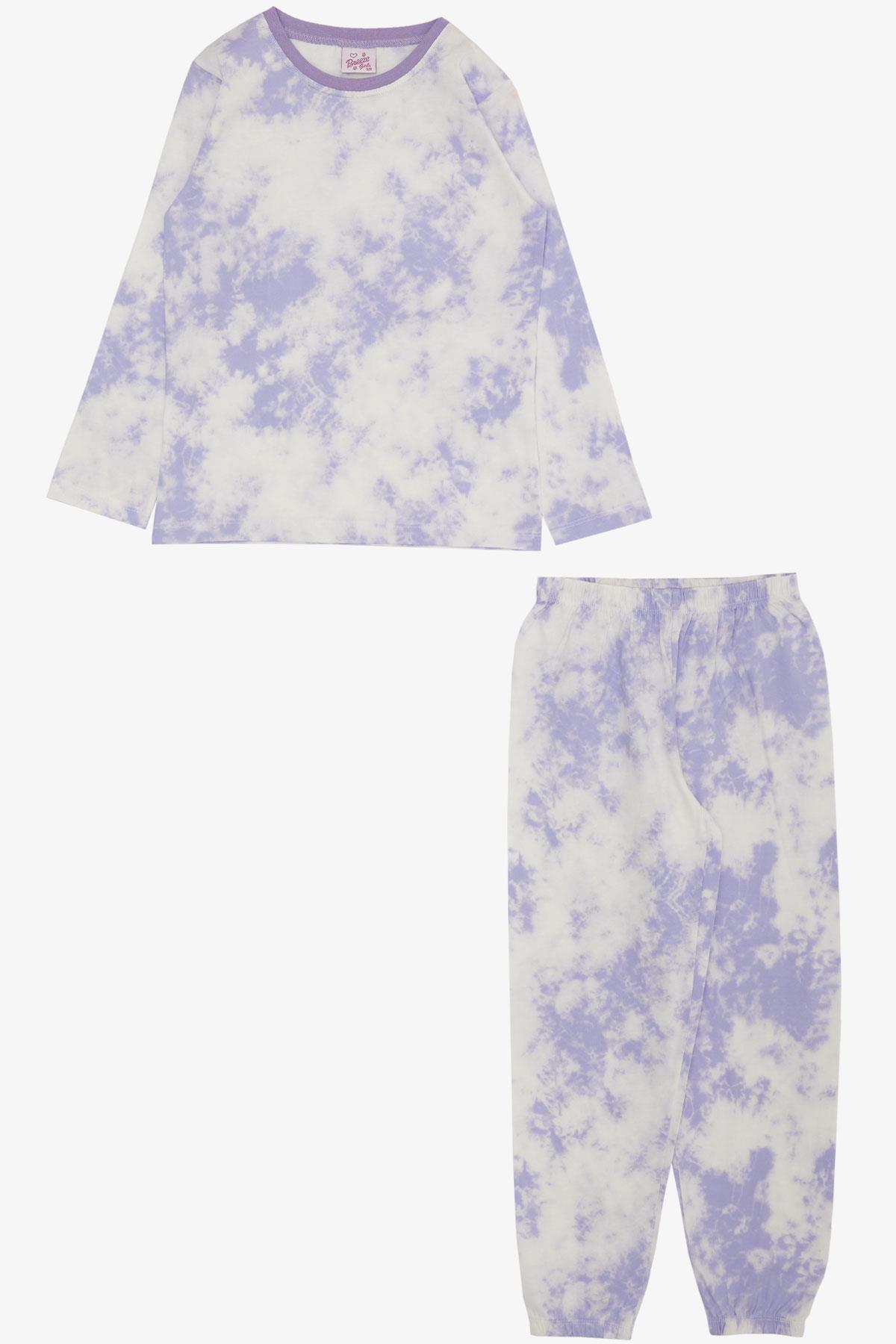 Breeze Kız Çocuk Pijama Takımı Batik Desenli Lila (4-8 Yaş)