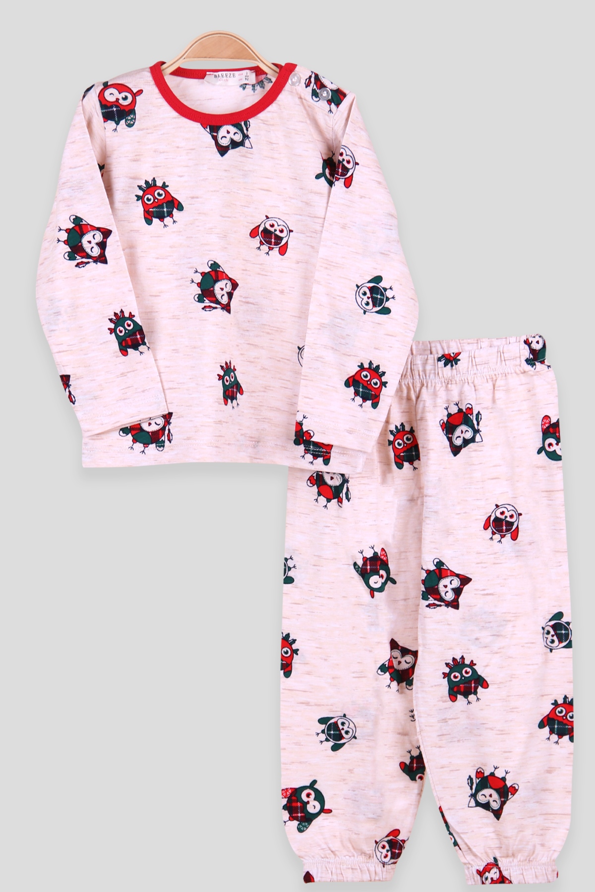 Breeze Kız Çocuk Pijama Takımı Baykuşlu Bej (2-6 Yaş)