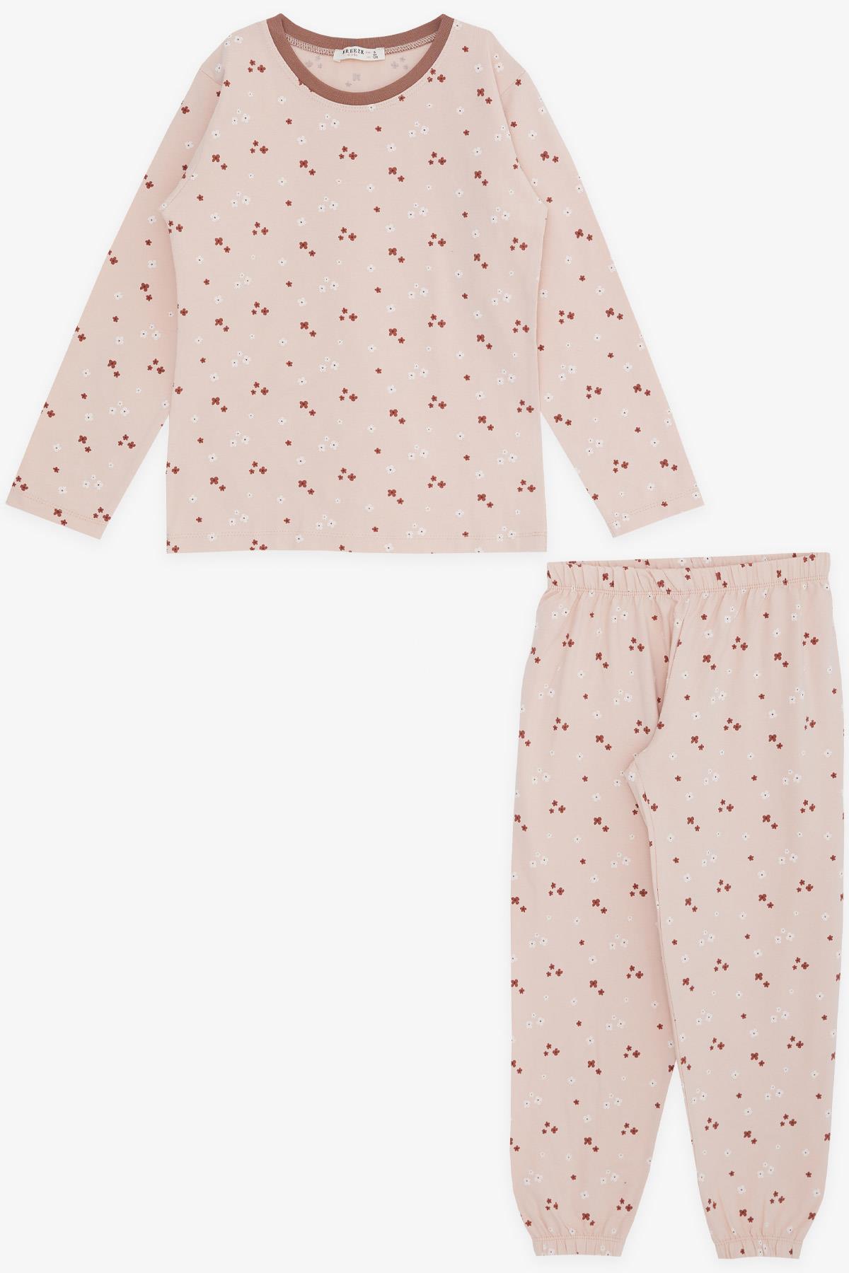 Breeze Kız Çocuk Pijama Takımı Çiçek Desenli Somon (4-8 Yaş)