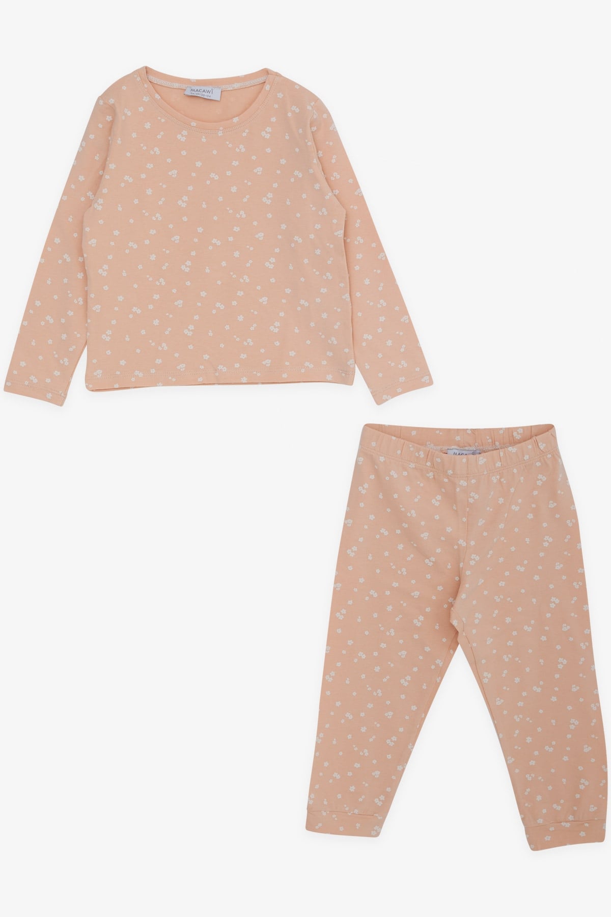 Breeze Kız Çocuk Pijama Takımı Çiçek Desenli Pudra (3-7 Yaş)