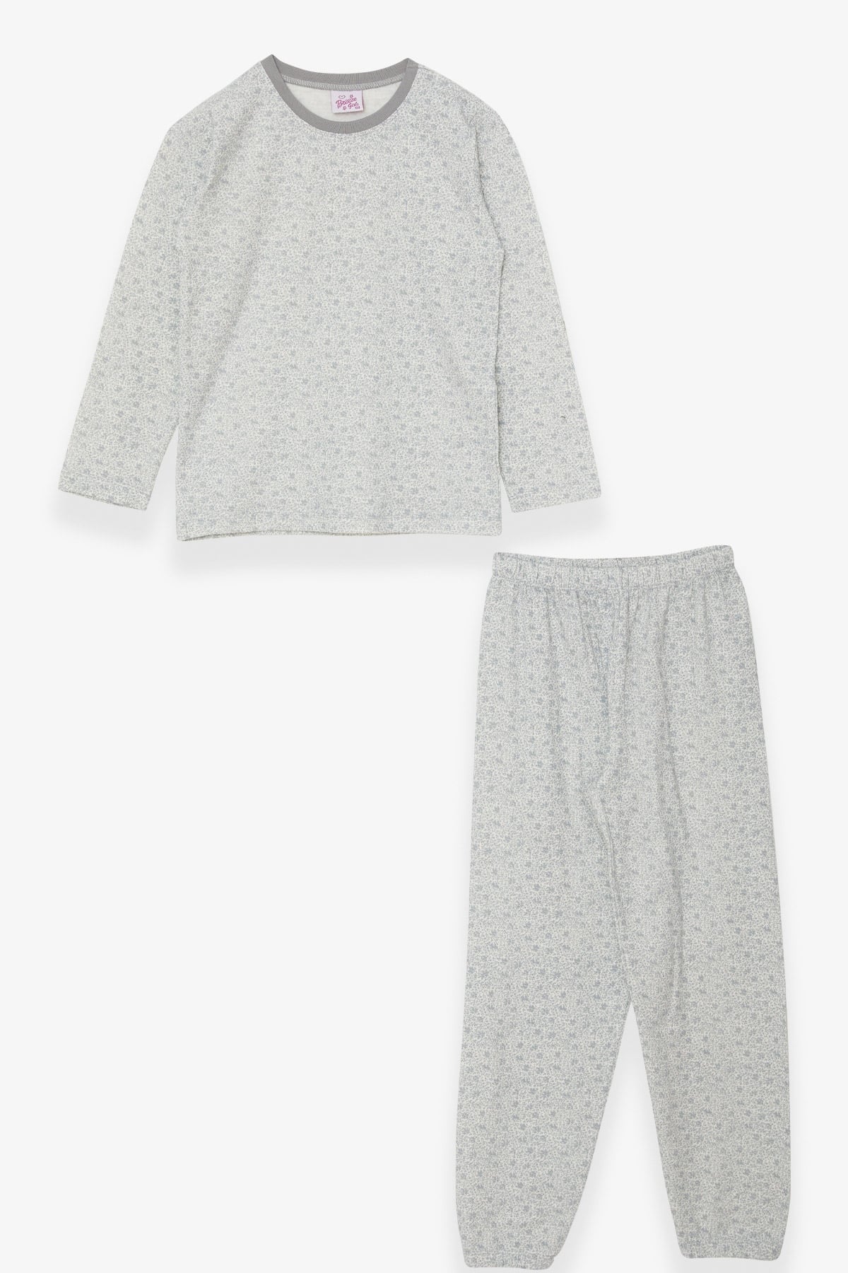 Breeze Kız Çocuk Pijama Takımı Desenli Açık Gri (4-8 Yaş)