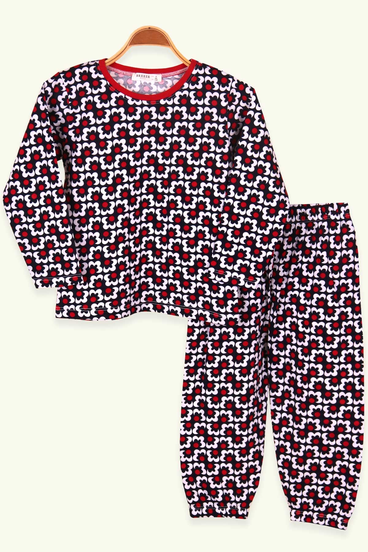 Breeze Kız Çocuk Pijama Takımı Desenli Lacivert (4-8 Yaş)