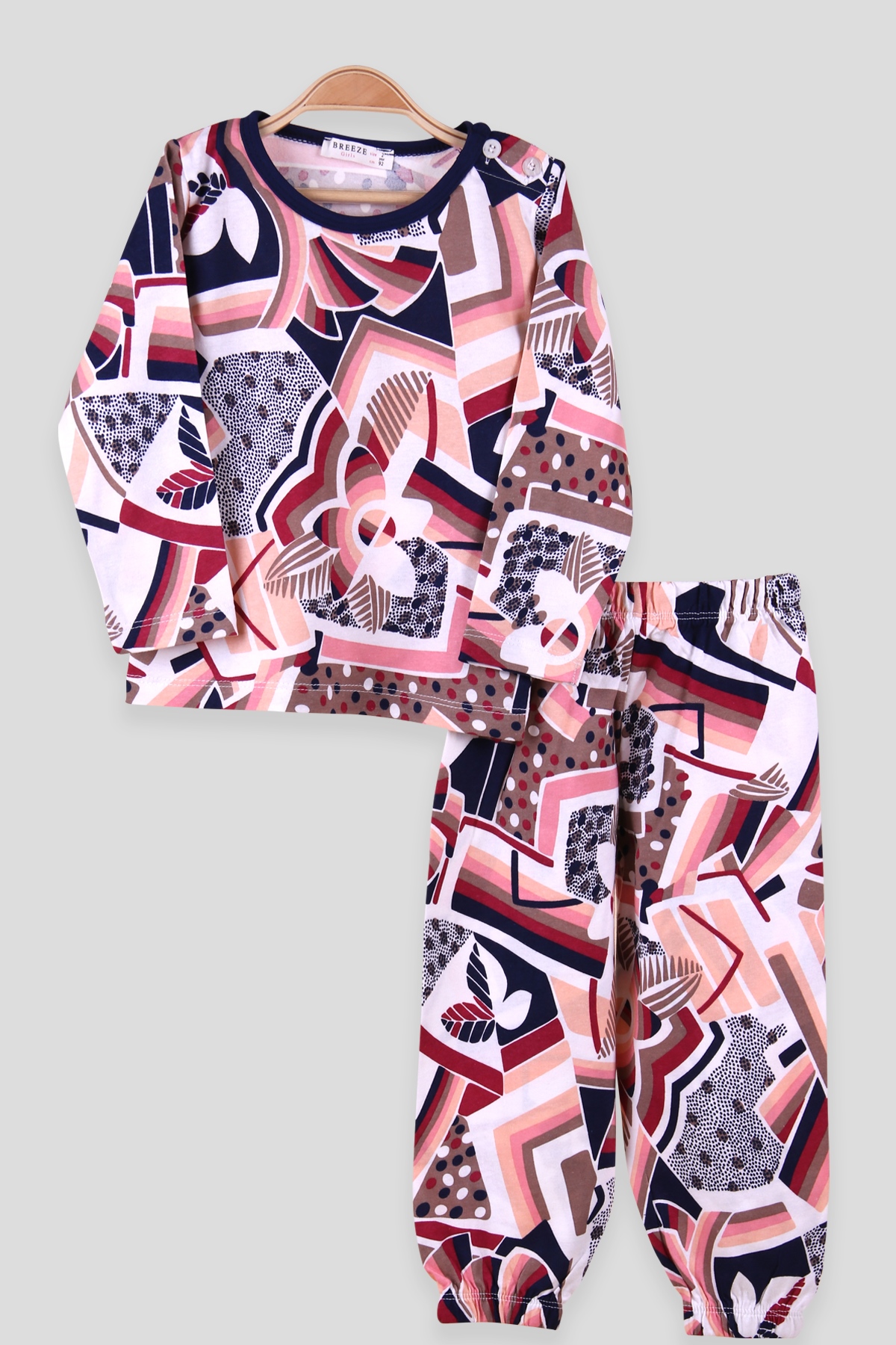 Breeze Kız Çocuk Pijama Takımı Desenli Lacivert (2-6 Yaş)