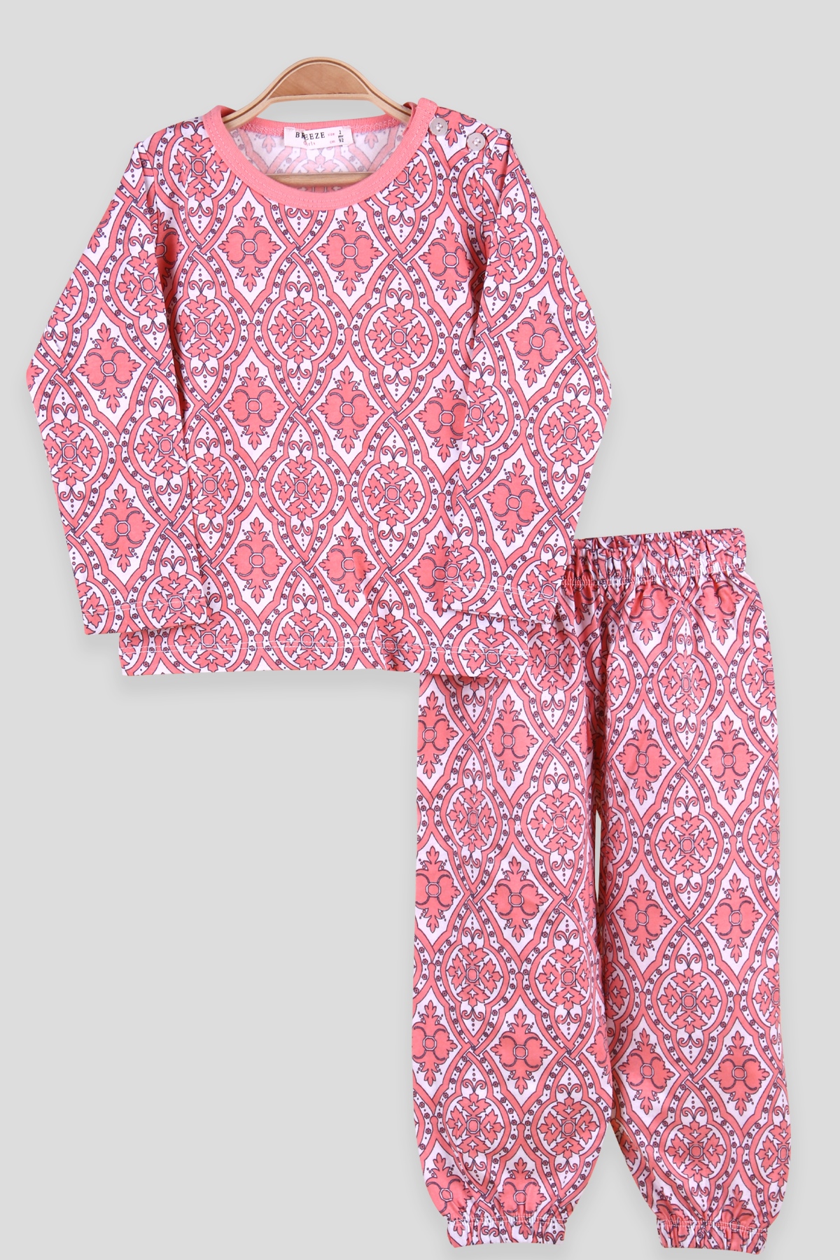 Breeze Kız Çocuk Pijama Takımı Desenli Somon (2-6 Yaş)