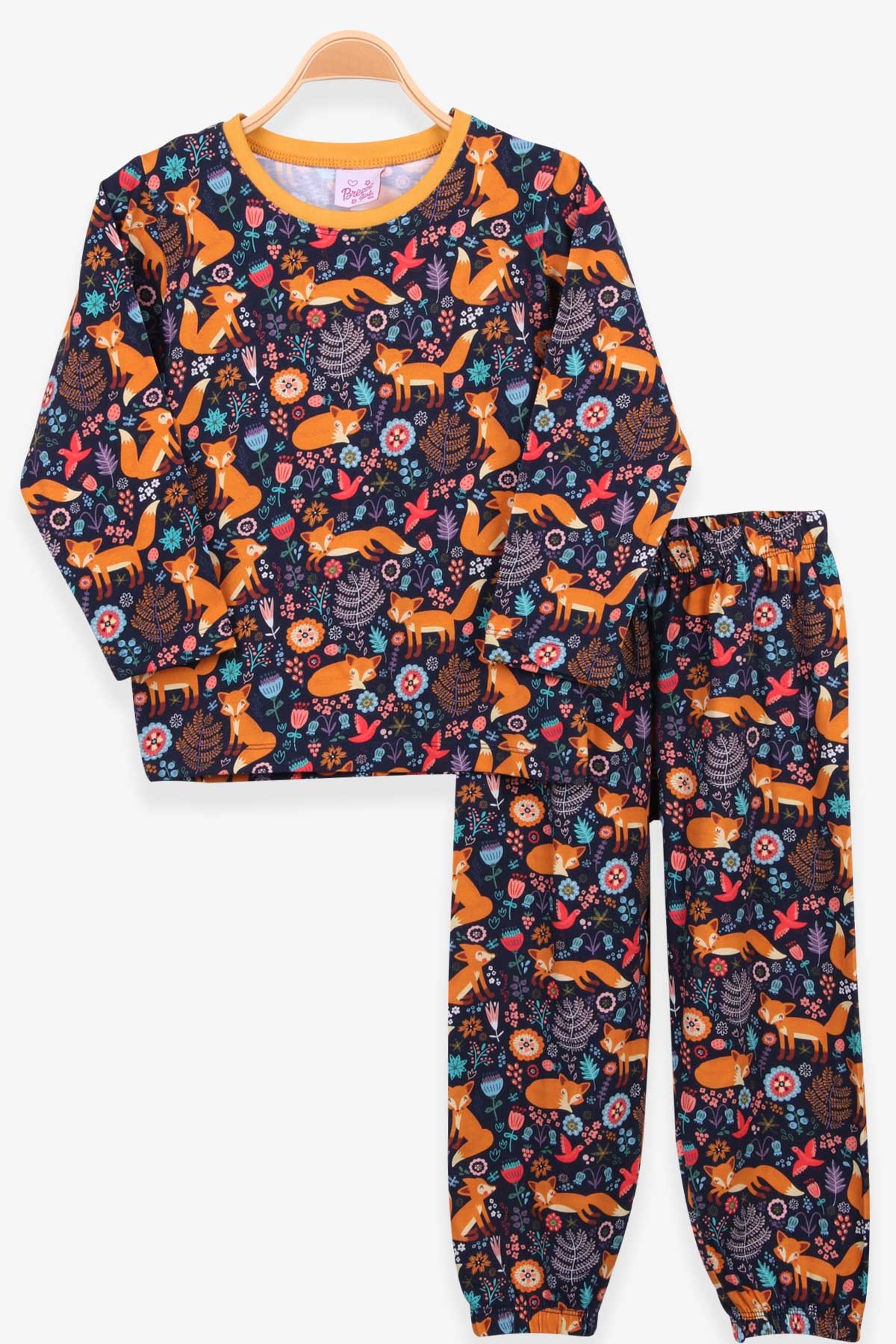 Breeze Kız Çocuk Pijama Takımı Doğa Temalı Lacivert (4-8 Yaş)