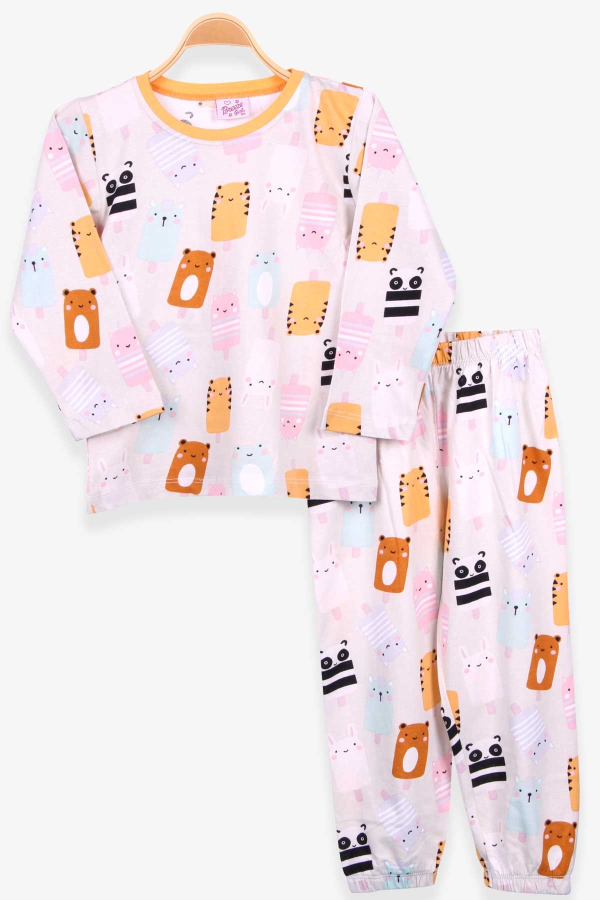 Breeze Kız Çocuk Pijama Takımı Dondurma Desenli Taş (4-8 Yaş)