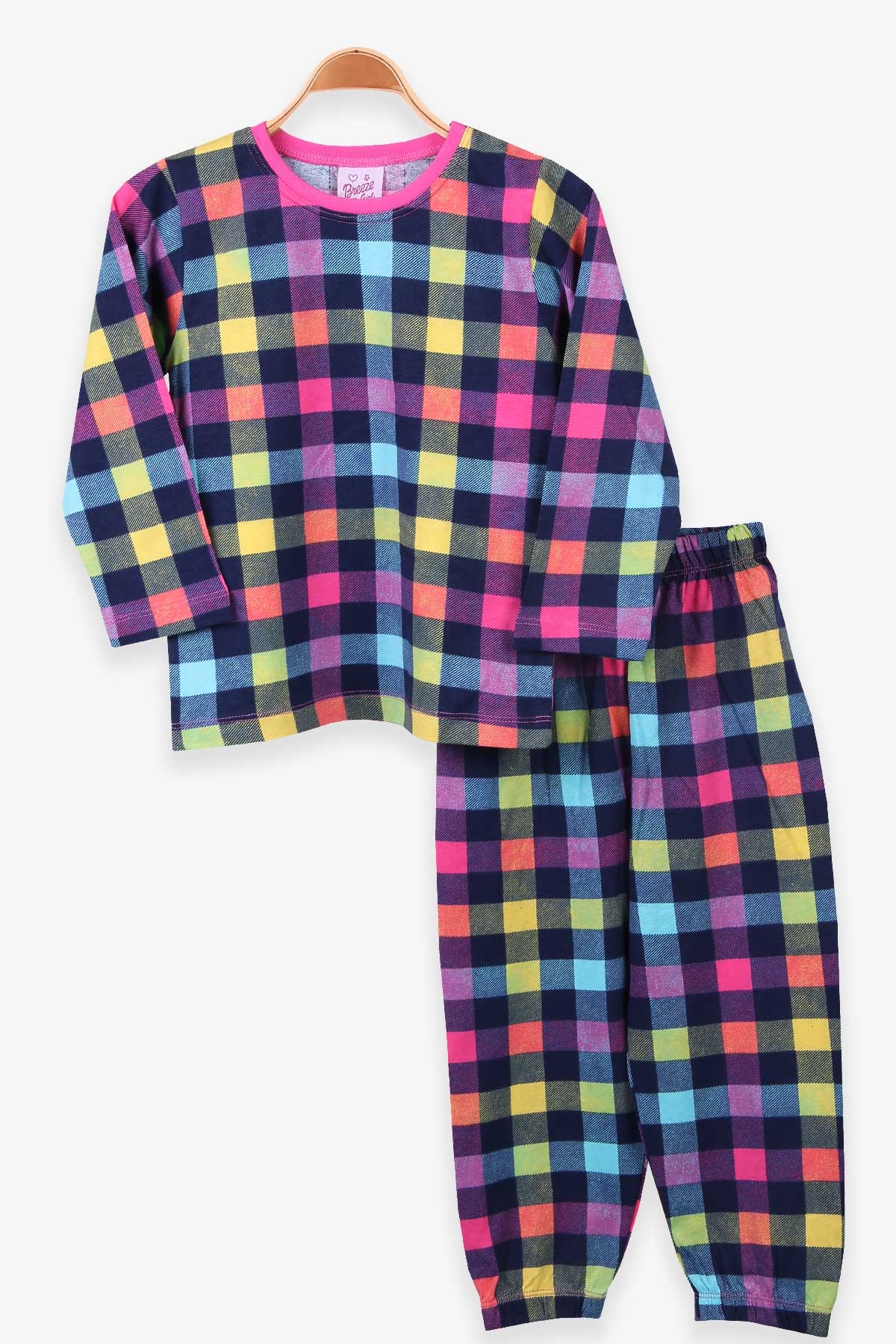 Breeze Kız Çocuk Pijama Takımı Ekoseli Karışık Renk (4-8 Yaş)