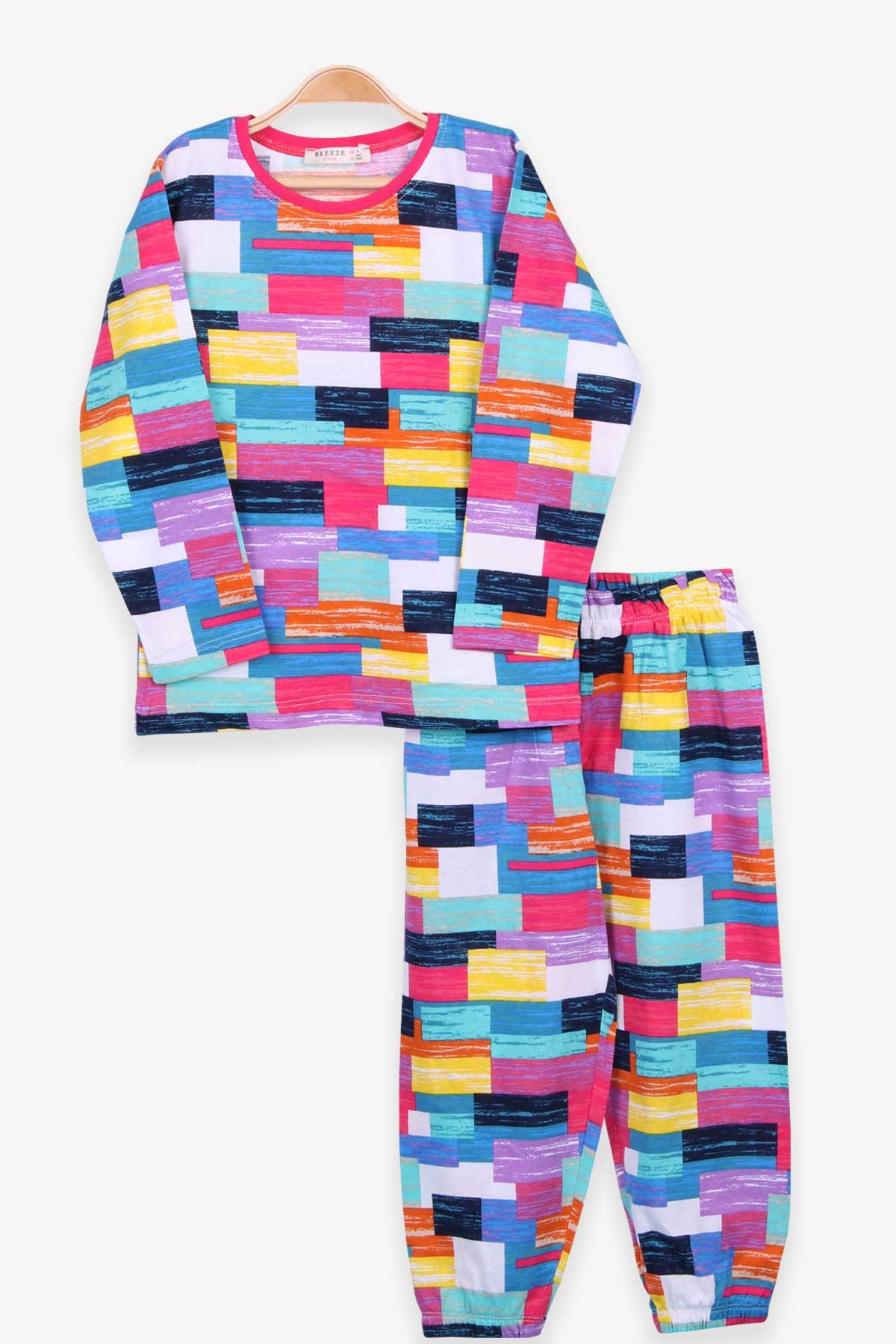 Breeze Kız Çocuk Pijama Takımı Geometrik Desenli Karışık Renk (4-8 Yaş)