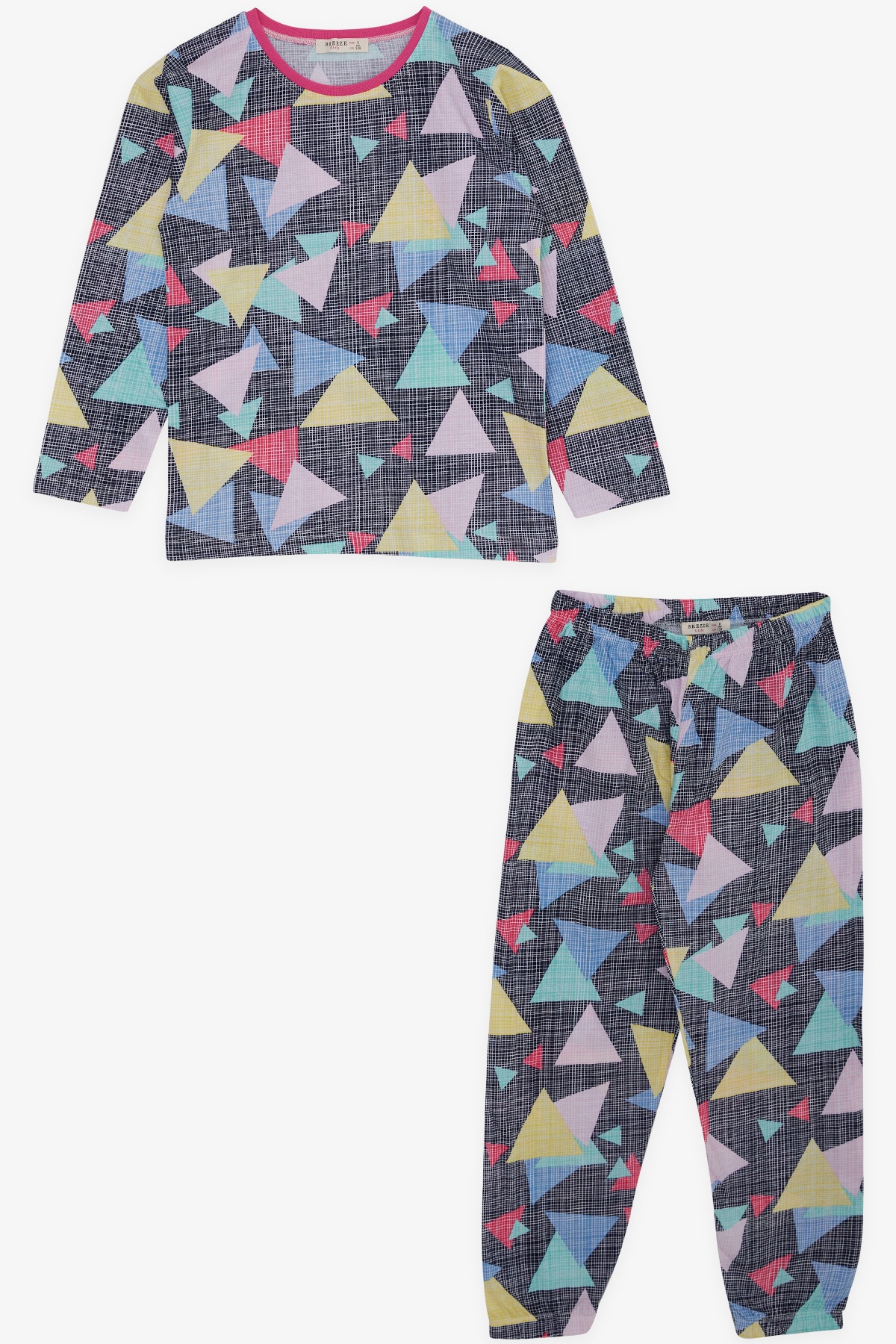 Breeze Kız Çocuk Pijama Takımı Geometrik Desenli Karışık Renk (4-8 Yaş)