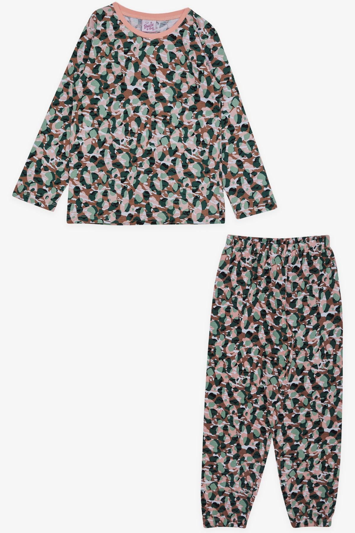Breeze Kız Çocuk Pijama Takımı Kamuflaj Desenli Karışık Renk (4-8 Yaş)
