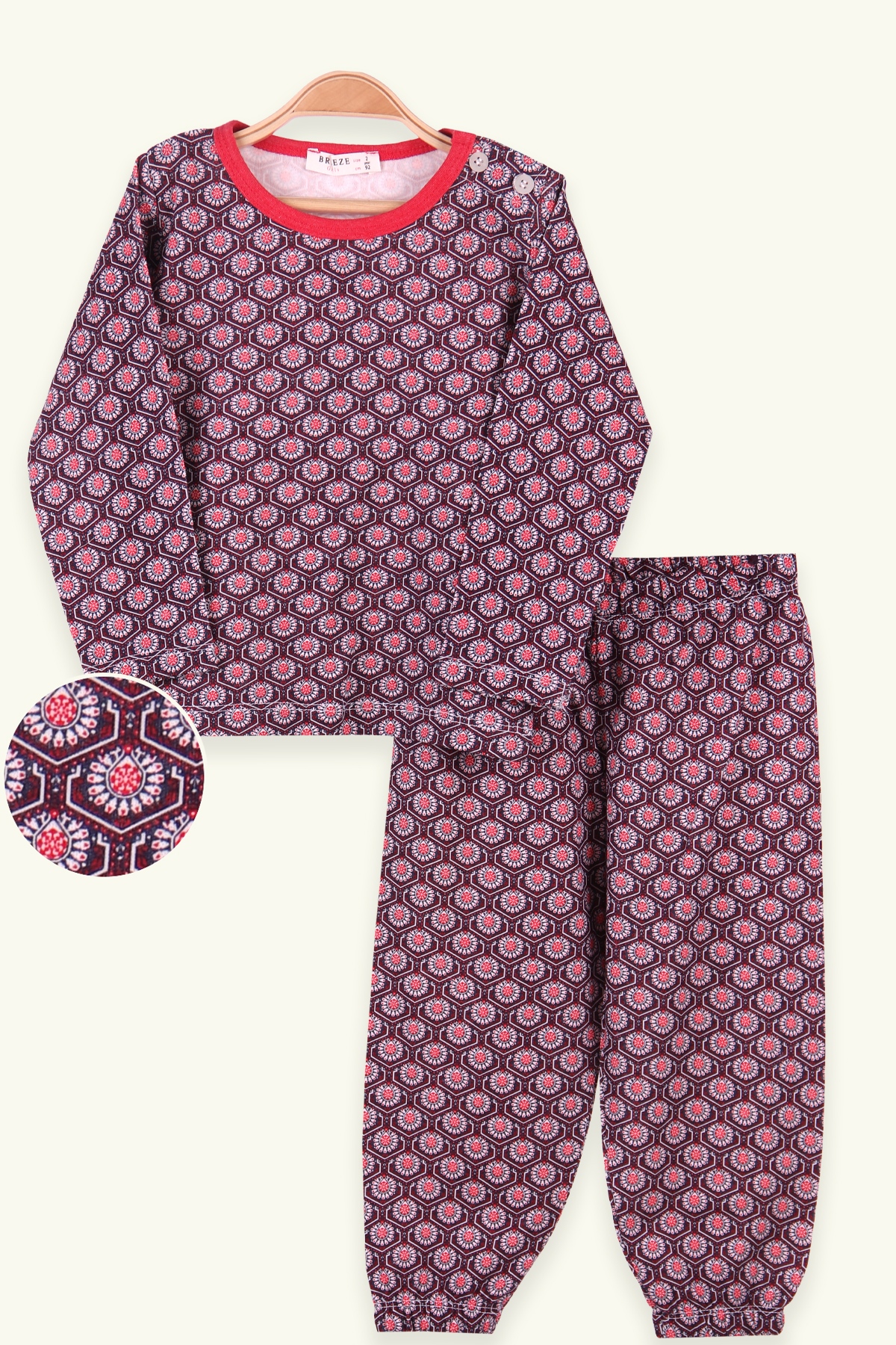 Breeze Kız Çocuk Pijama Takımı Kar Tanesi Desenli Narçiçeği (2-6 Yaş)