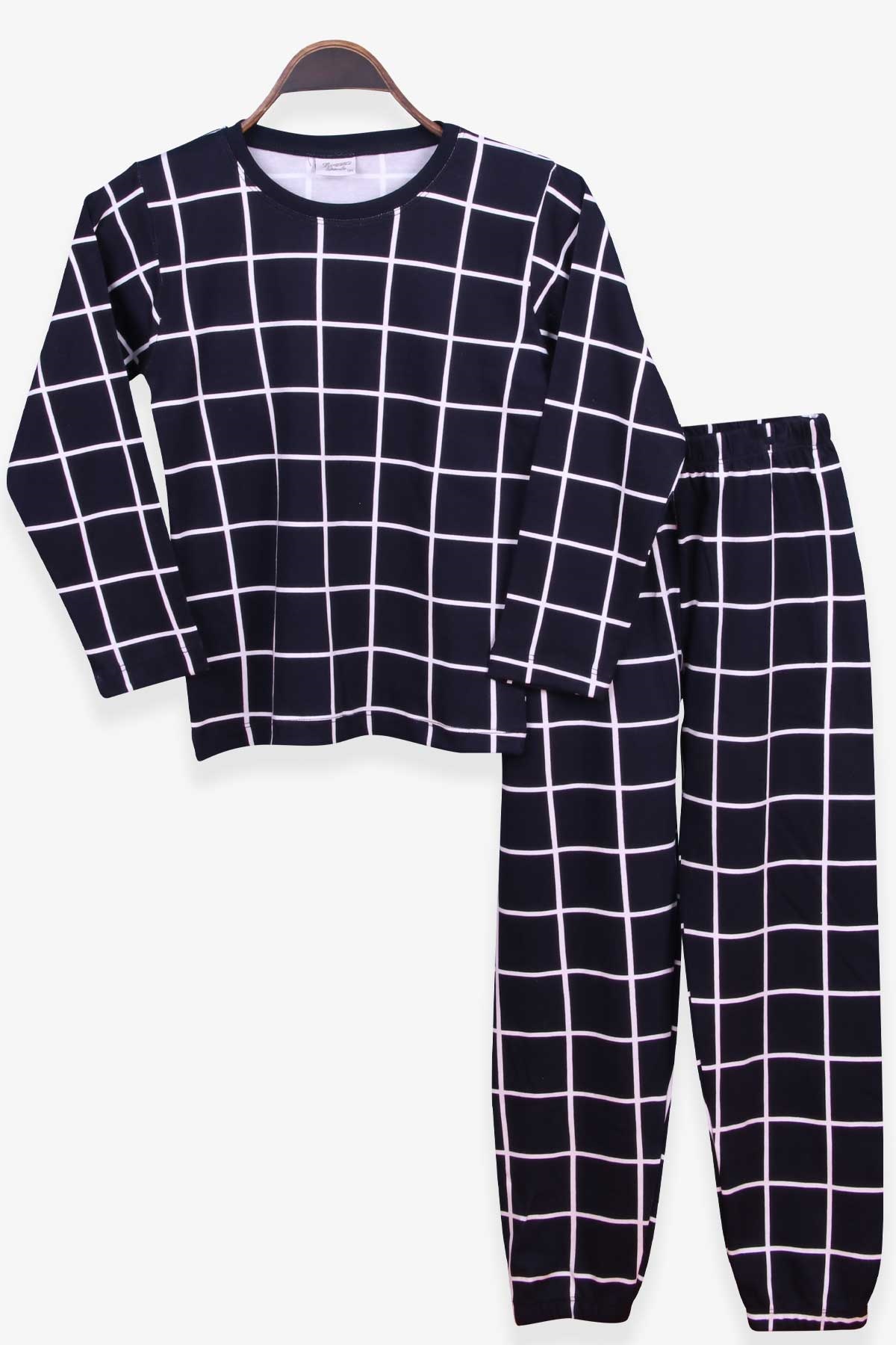 Breeze Kız Çocuk Pijama Takımı Kareli Lacivert (9-12 Yaş)