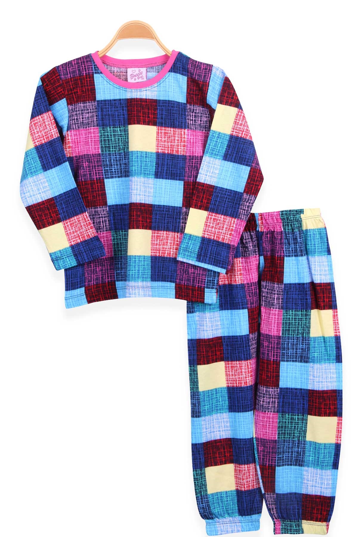 Breeze Kız Çocuk Pijama Takımı Kareli Karışık Renk (4-8 Yaş)