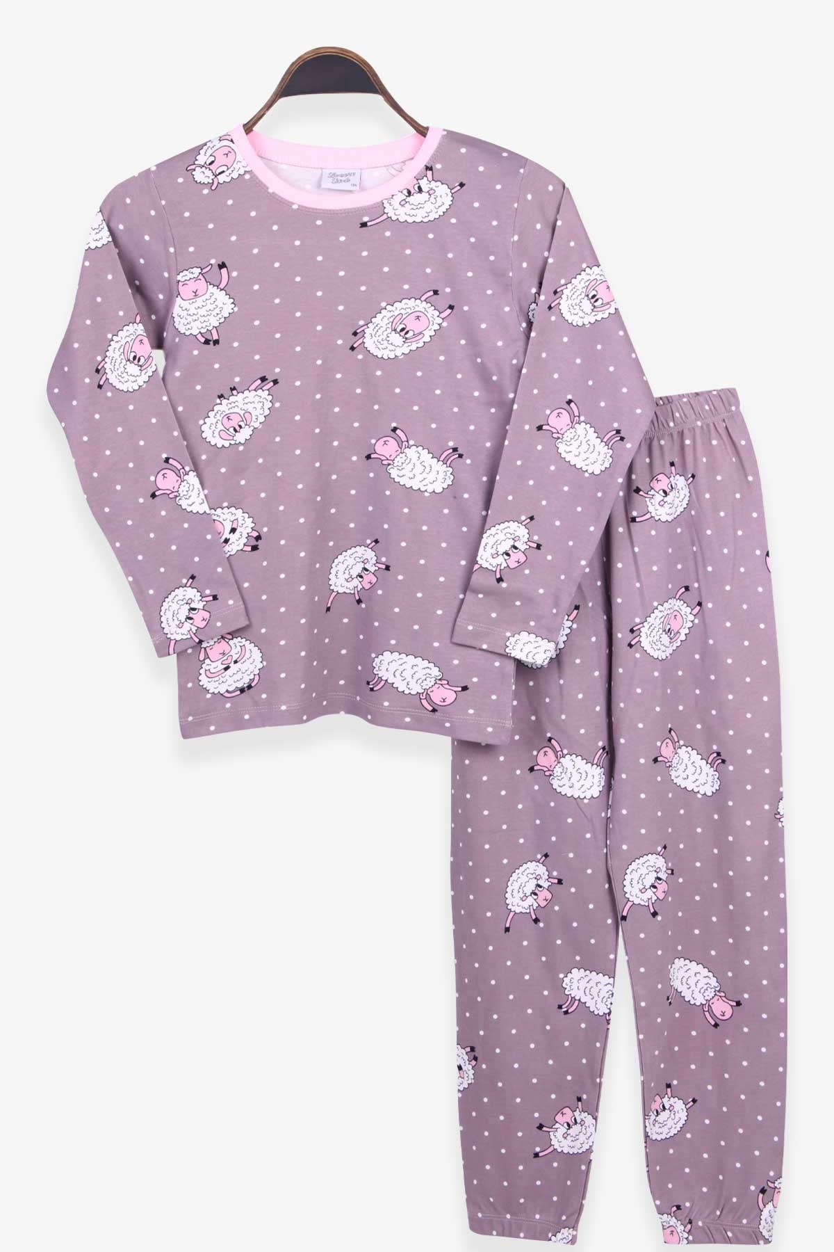 Breeze Kız Çocuk Pijama Takımı Koyuncuk Desenli Füme (9-12 Yaş)