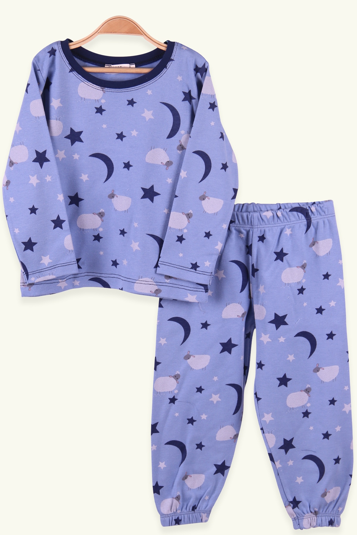 Breeze Kız Çocuk Pijama Takımı Kuzucuk Desenli Mavi (2-6 Yaş)