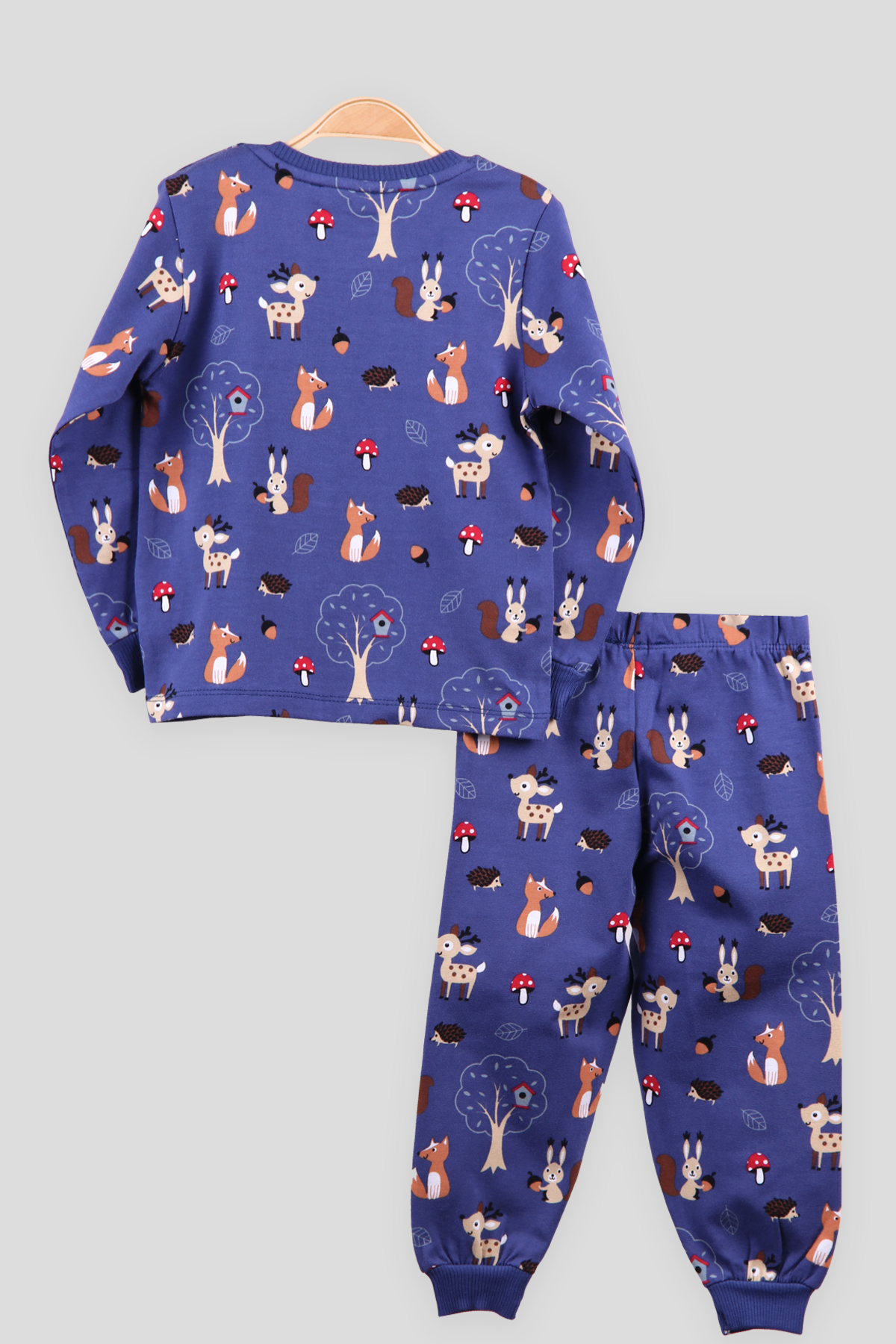 Unisex Çocuk Pijama Takımı Hayvan Desenli Mor 2 Yaş - Yumuşak Kumaş | Breeze