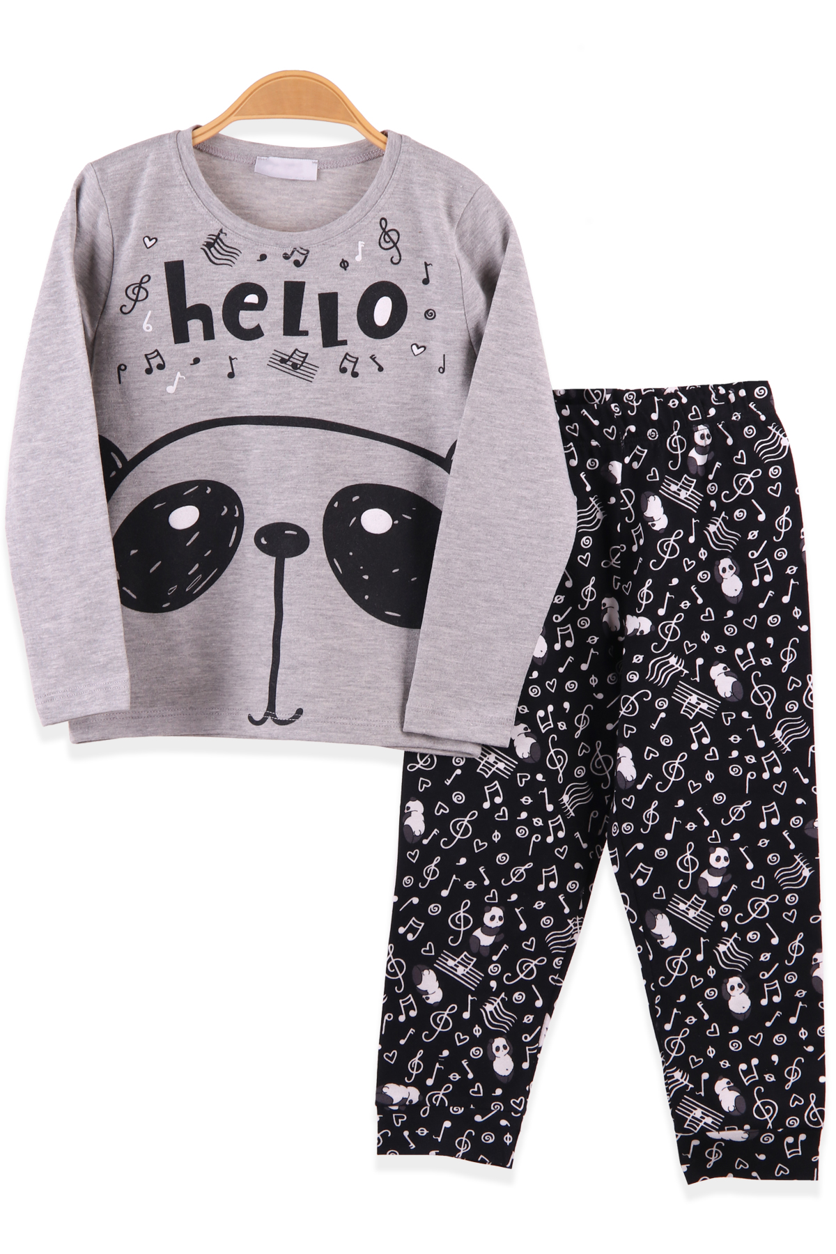 Kız Çocuk Pijama Takımı Pandalı Gri 3-6 Yaş - Breeze