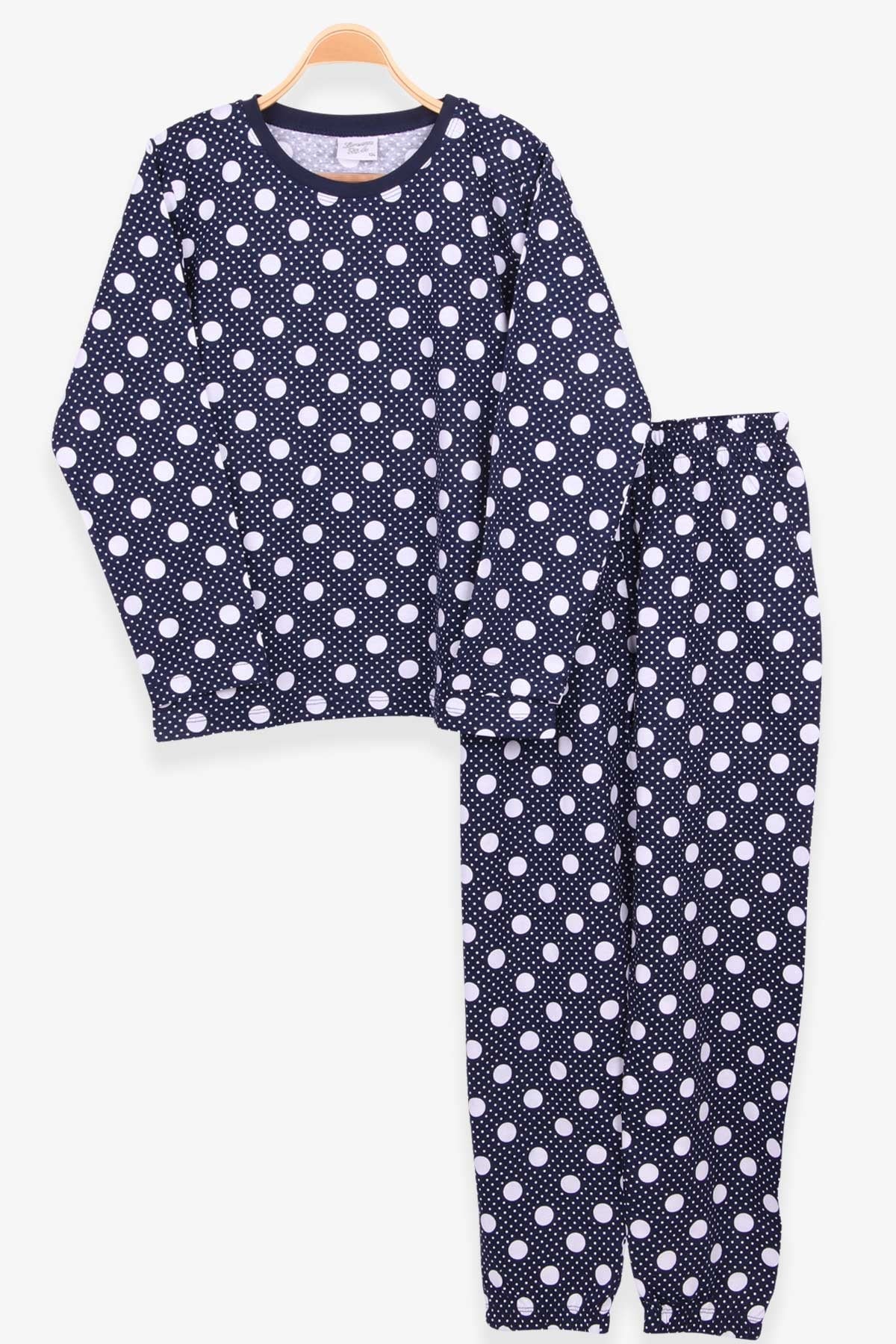 Breeze Kız Çocuk Pijama Takımı Puantiye Desenli Lacivert (9-12 Yaş)