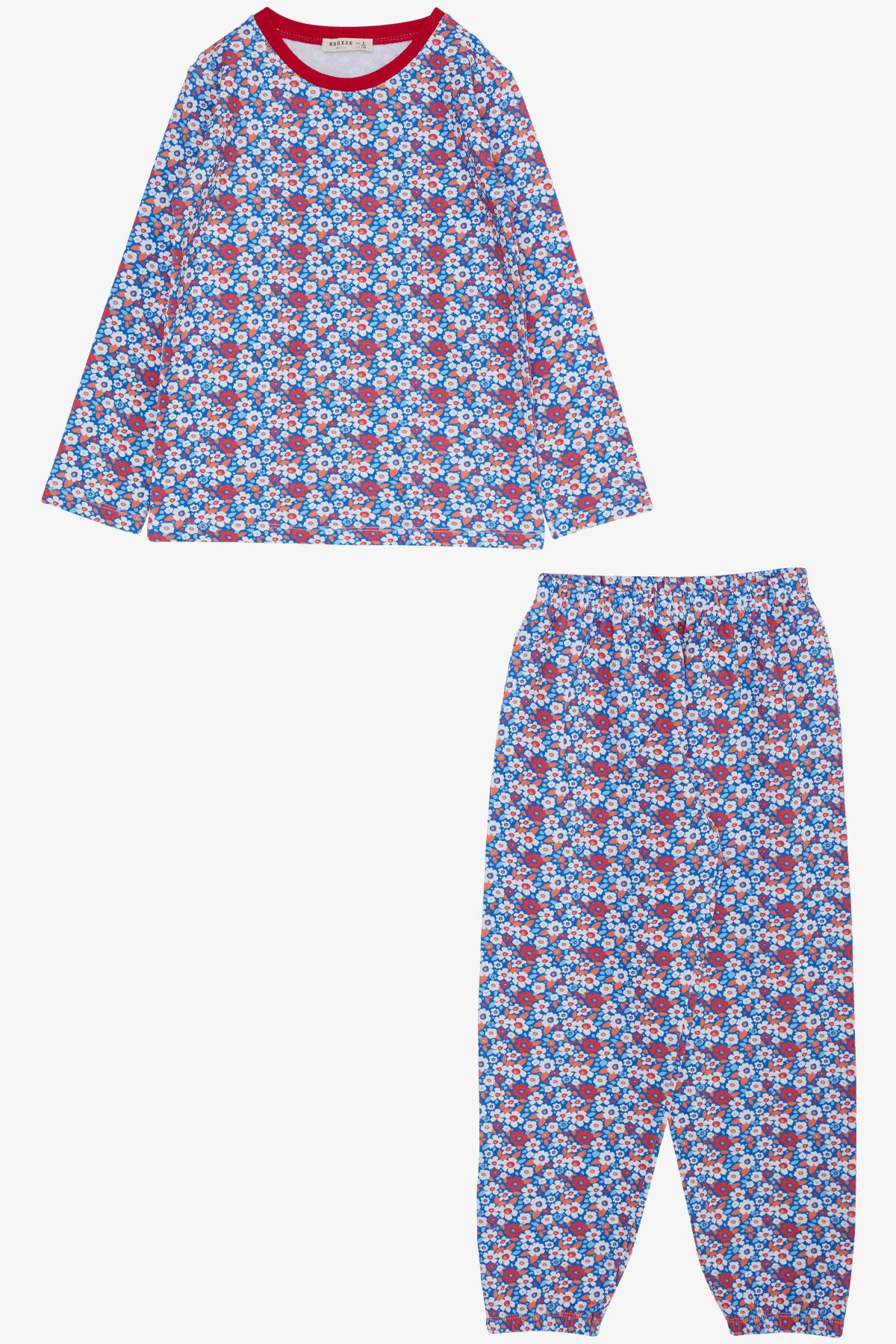 Breeze Kız Çocuk Pijama Takımı Renkli Çiçek Desenli Karışık Renk (4-8 Yaş)