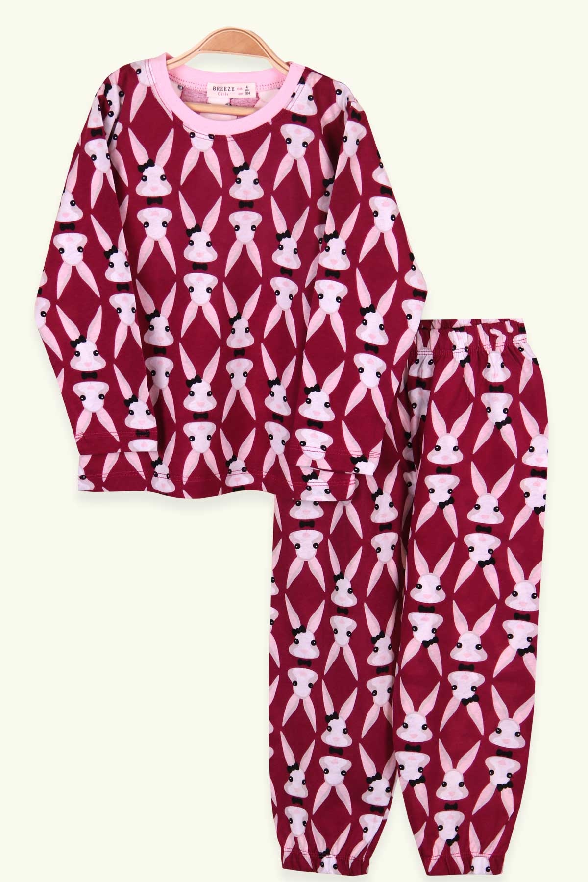 Breeze Kız Çocuk Pijama Takımı Tavşanlı Fuşya (4-8 Yaş)