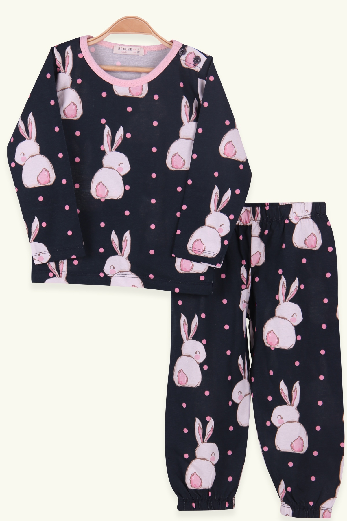 Kız Çocuk Pijama Takımı Tavşanlı Lacivert (5 Yaş)