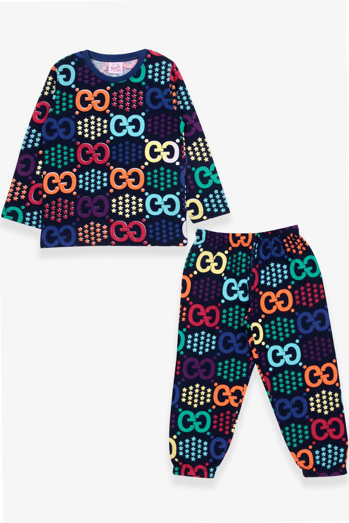 Breeze Kız Çocuk Pijama Takımı Yıldız Desenli Koyu Mavi (4-8 Yaş)