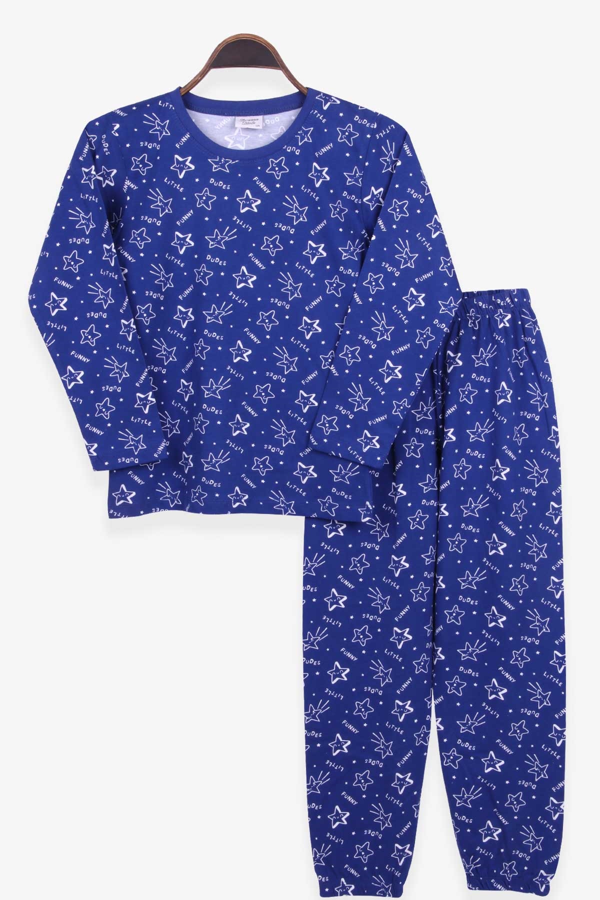 Breeze Kız Çocuk Pijama Takımı Yıldız Desenli Saks Mavisi (9-12 Yaş)
