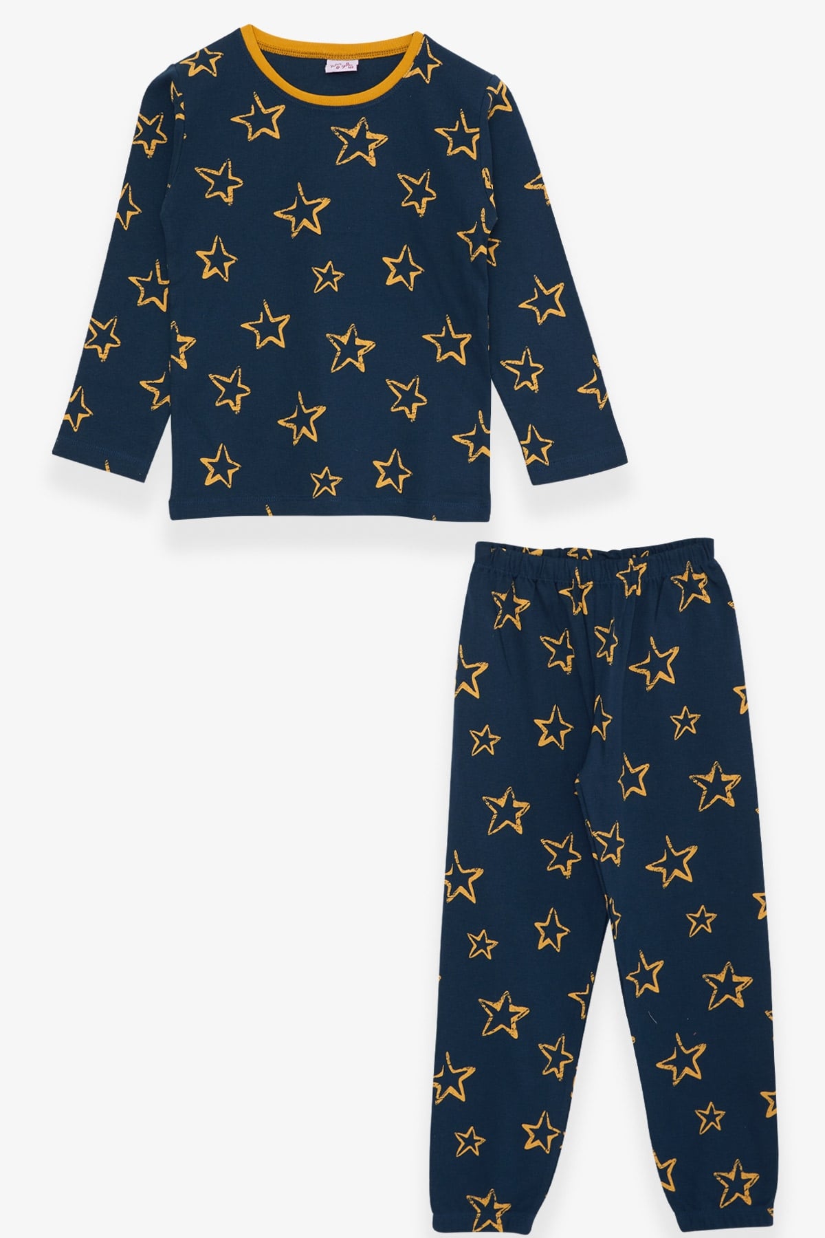 Breeze Kız Çocuk Pijama Takımı Yıldız Desenli Koyu Mavi (4-8 Yaş)