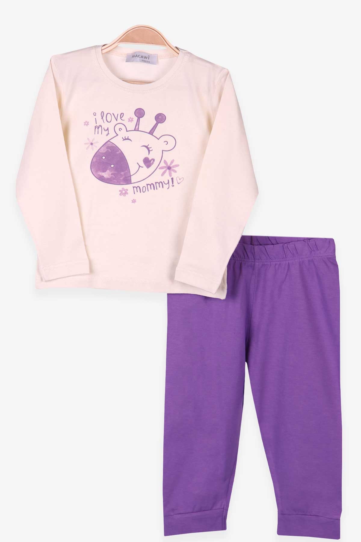 Breeze Kız Çocuk Pijama Takımı Zürafa Baskılı Krem (1.5-5 Yaş)