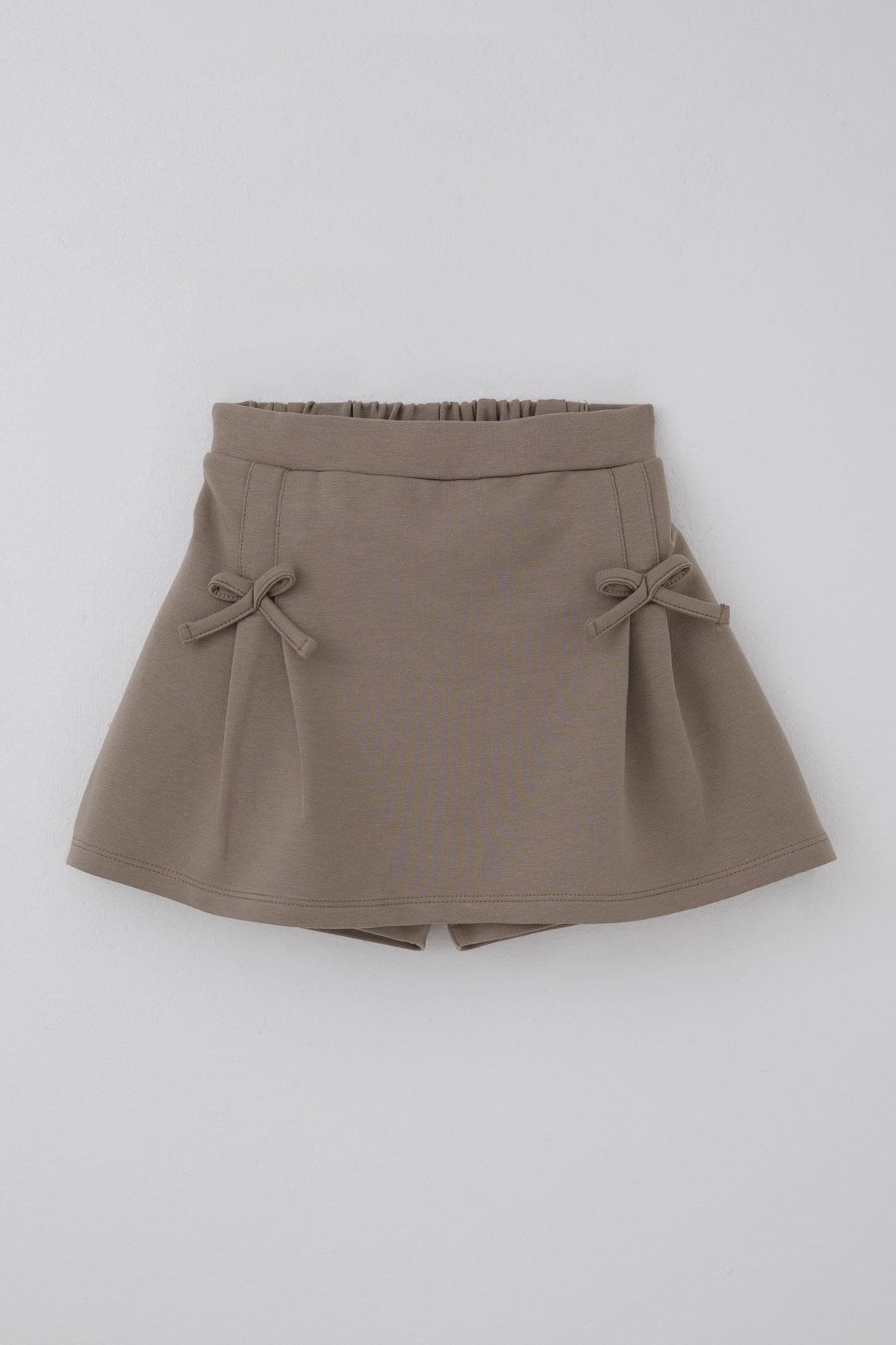 Breeze Kız Çocuk Şort Etek Fiyonk Aksesuarlı Lastikli Vizon (8-12 Yaş)