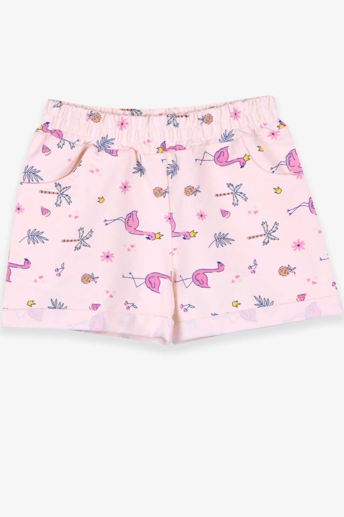 Breeze Kız Çocuk Şort Flamingo Desenli Somon (3-9 Yaş)