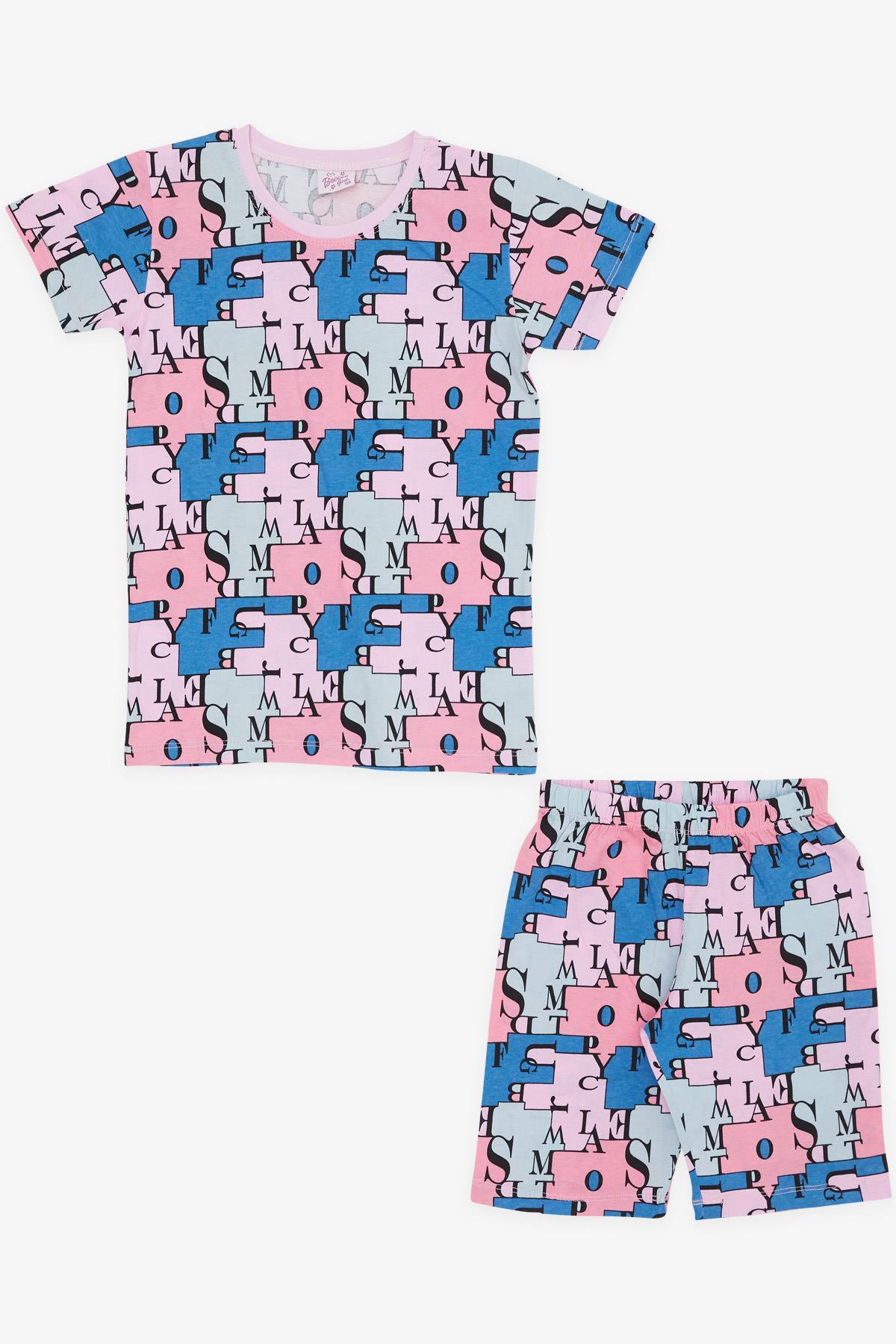 Breeze Kız Çocuk Şortlu Pijama Takımı Harf Desenli Karışık Renk (4-8 Yaş)