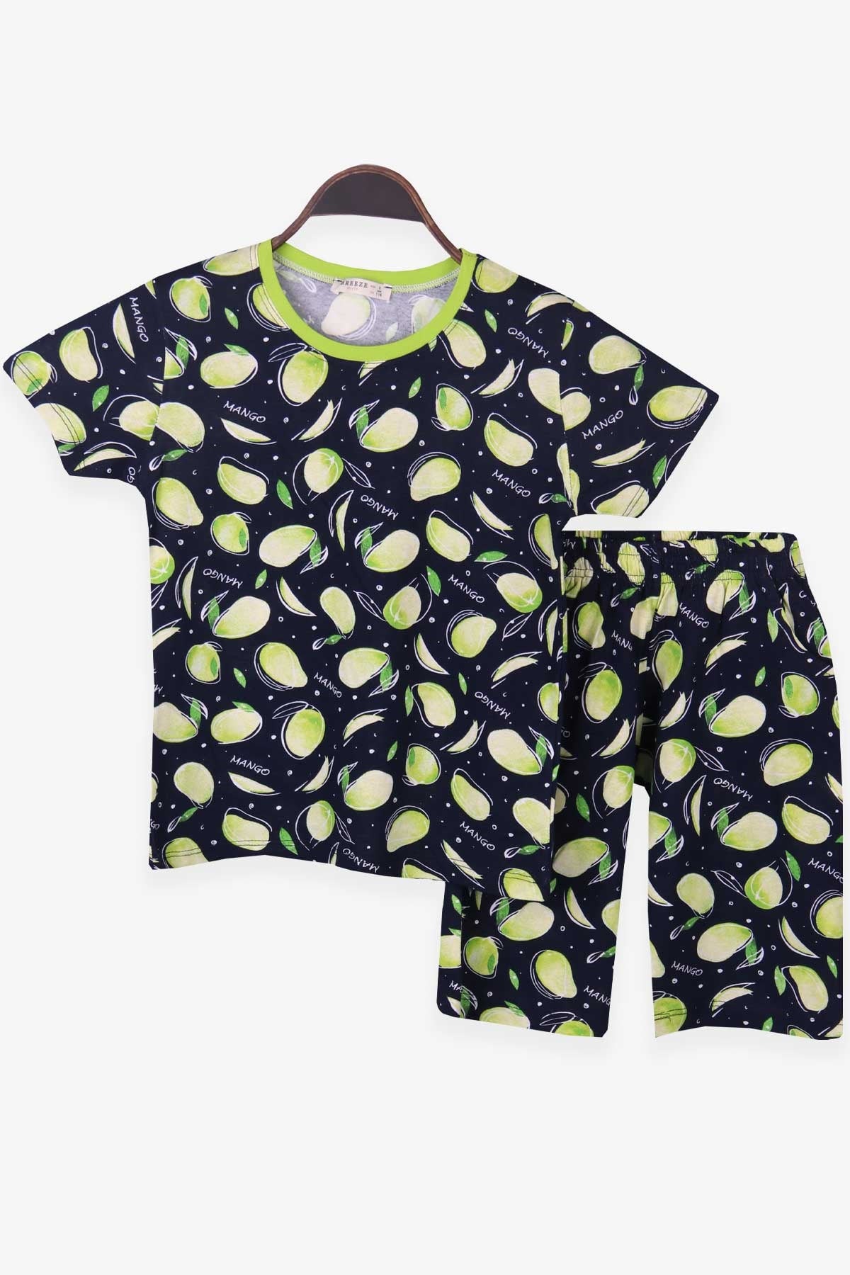 Breeze Kız Çocuk Şortlu Pijama Takımı Mangolu Lacivert (6-12 Yaş)